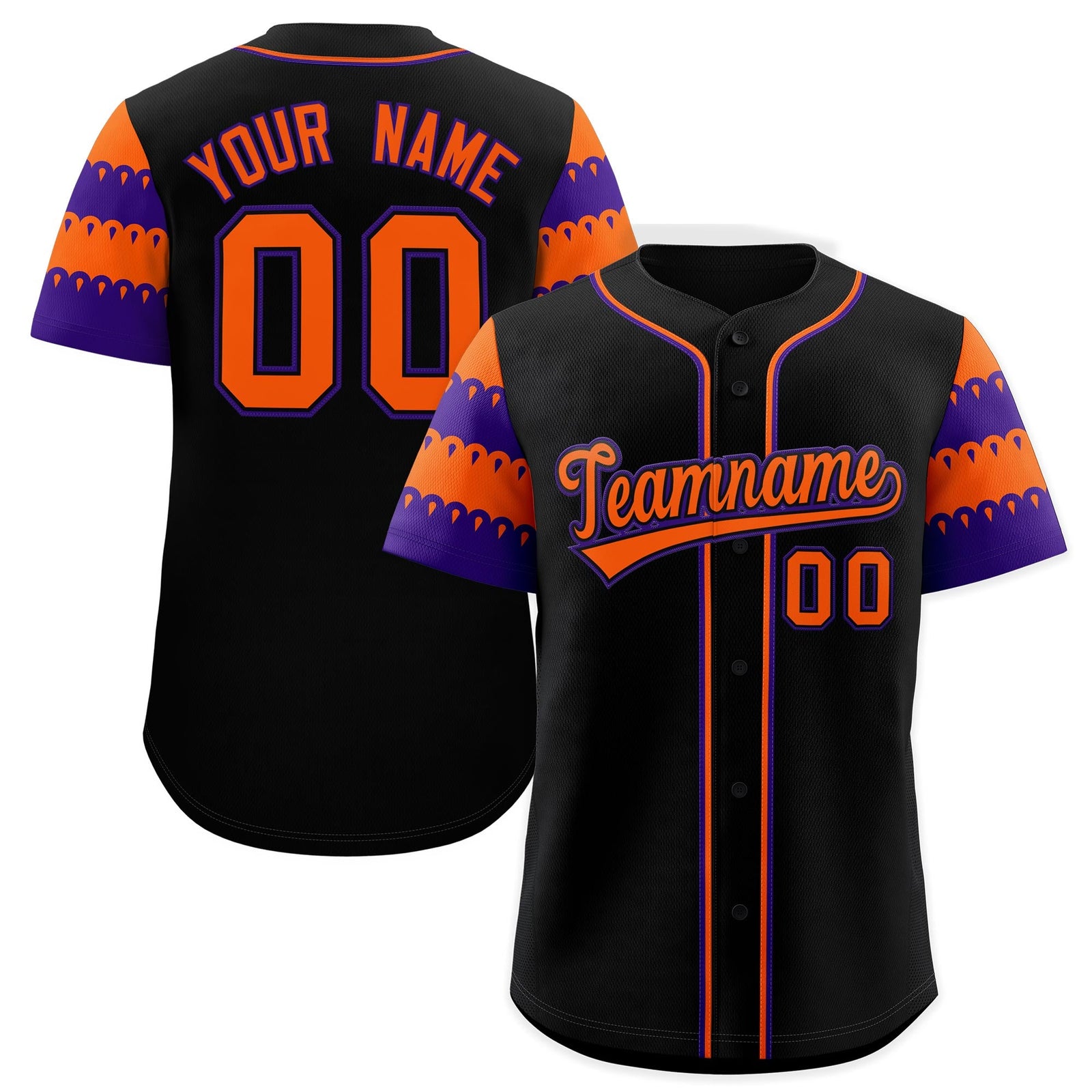 Custom Black Orange Purple Sleeve Flag Lace Baseball Jersey | Sublimation Printed & Embroidery,Add Name and Numbern,Perfect for Teams | KXKSHOP