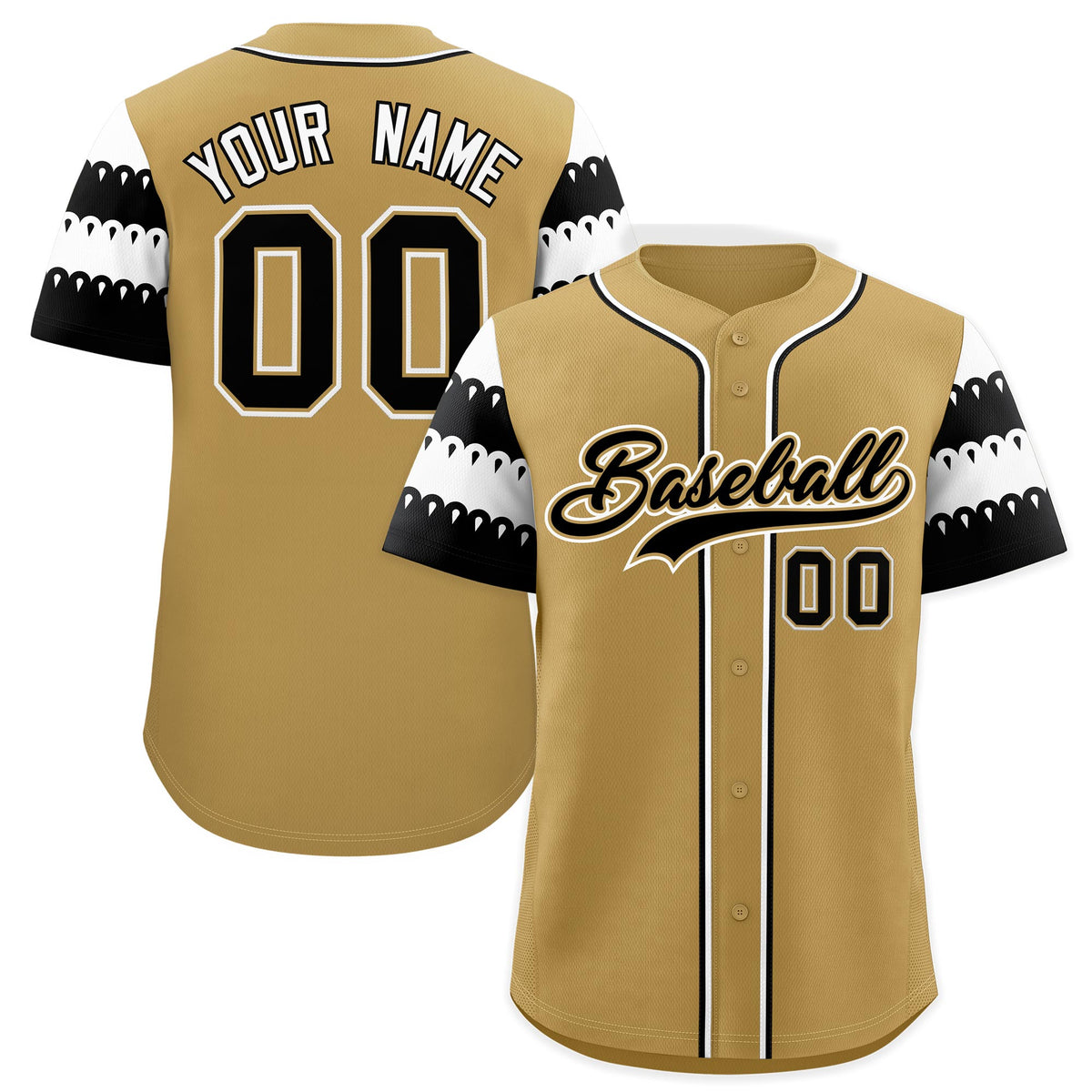 Custom Khaki White Black Sleeve Flag Lace Baseball Jersey | Sublimation Printed &amp; Embroidery,Add Name and Numbern,Perfect for Teams | KXKSHOP