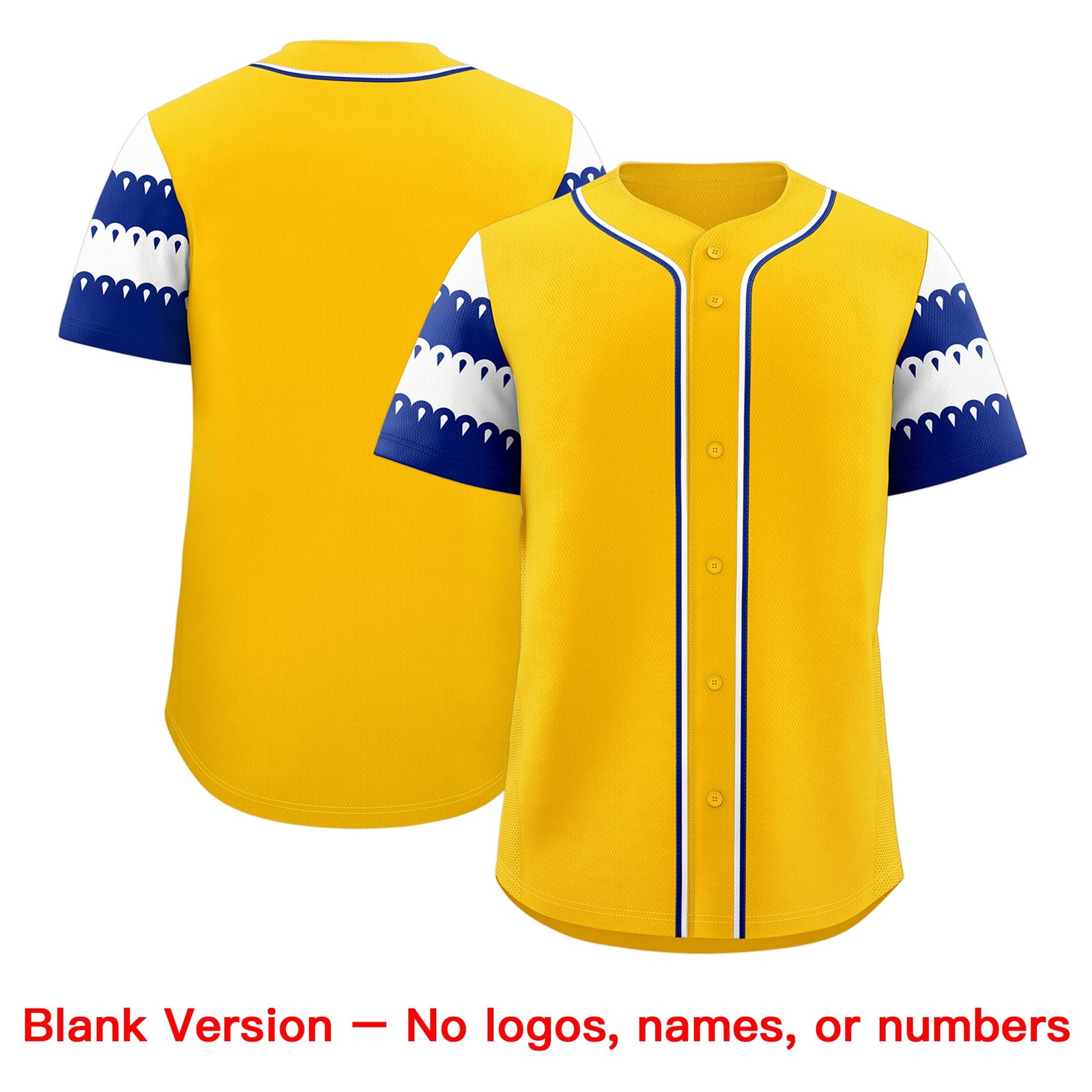 Custom Gold Royal White Sleeve Flag Lace Baseball Jersey | Sublimation Printed & Embroidery,Add Name and Numbern,Perfect for Teams | KXKSHOP