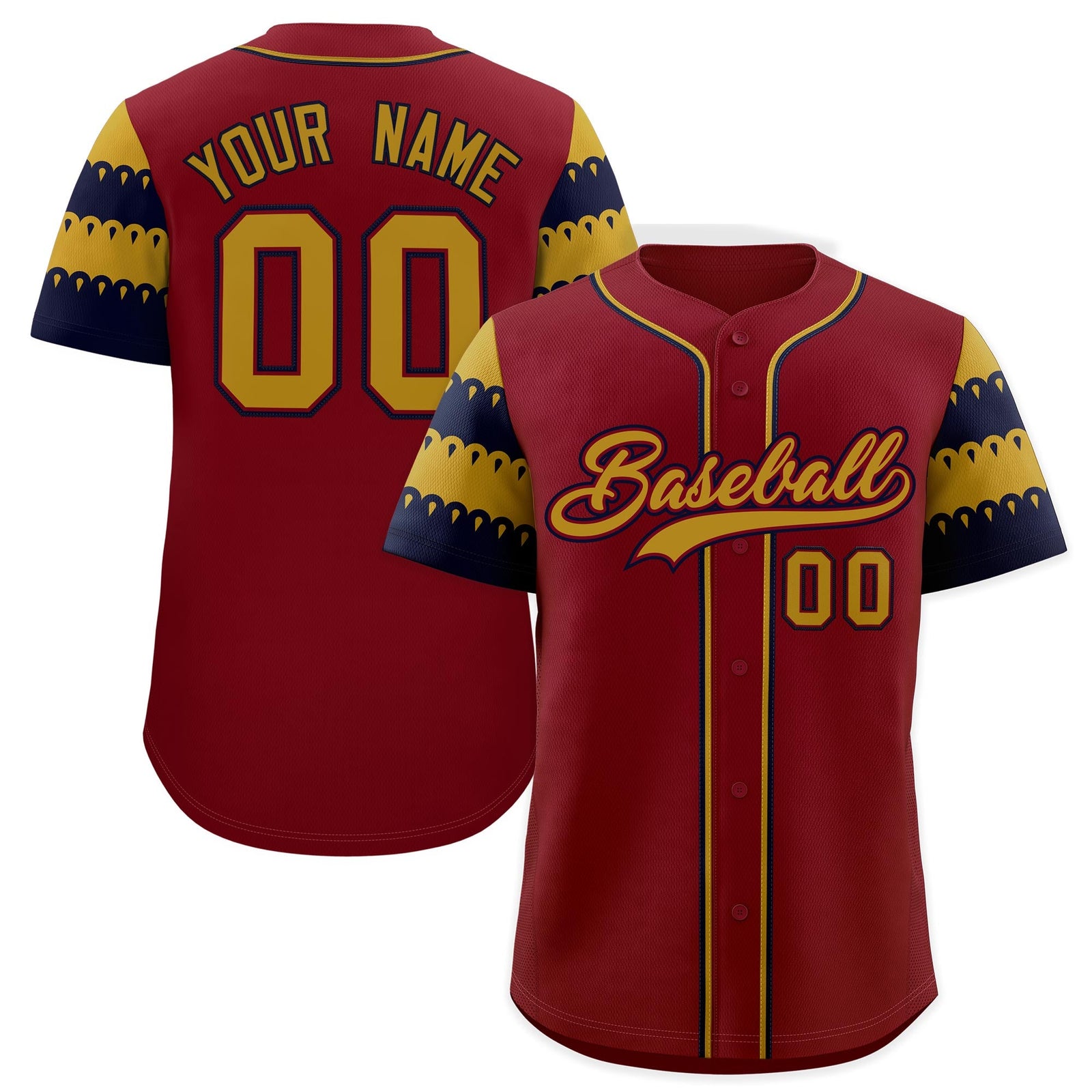Custom Crimson Old Gold Navy Sleeve Flag Lace Baseball Jersey | Sublimation Printed & Embroidery,Add Name and Numbern,Perfect for Teams | KXKSHOP