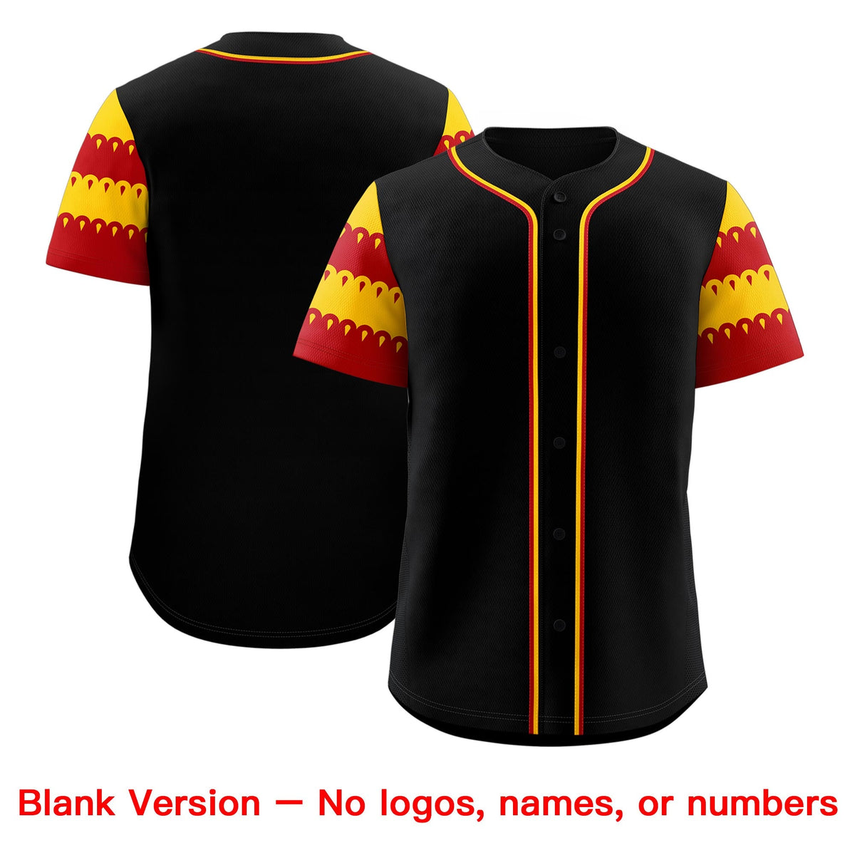 Custom Black Gold Red Sleeve Flag Lace Baseball Jersey | Sublimation Printed & Embroidery,Add Name and Numbern,Perfect for Teams | KXKSHOP