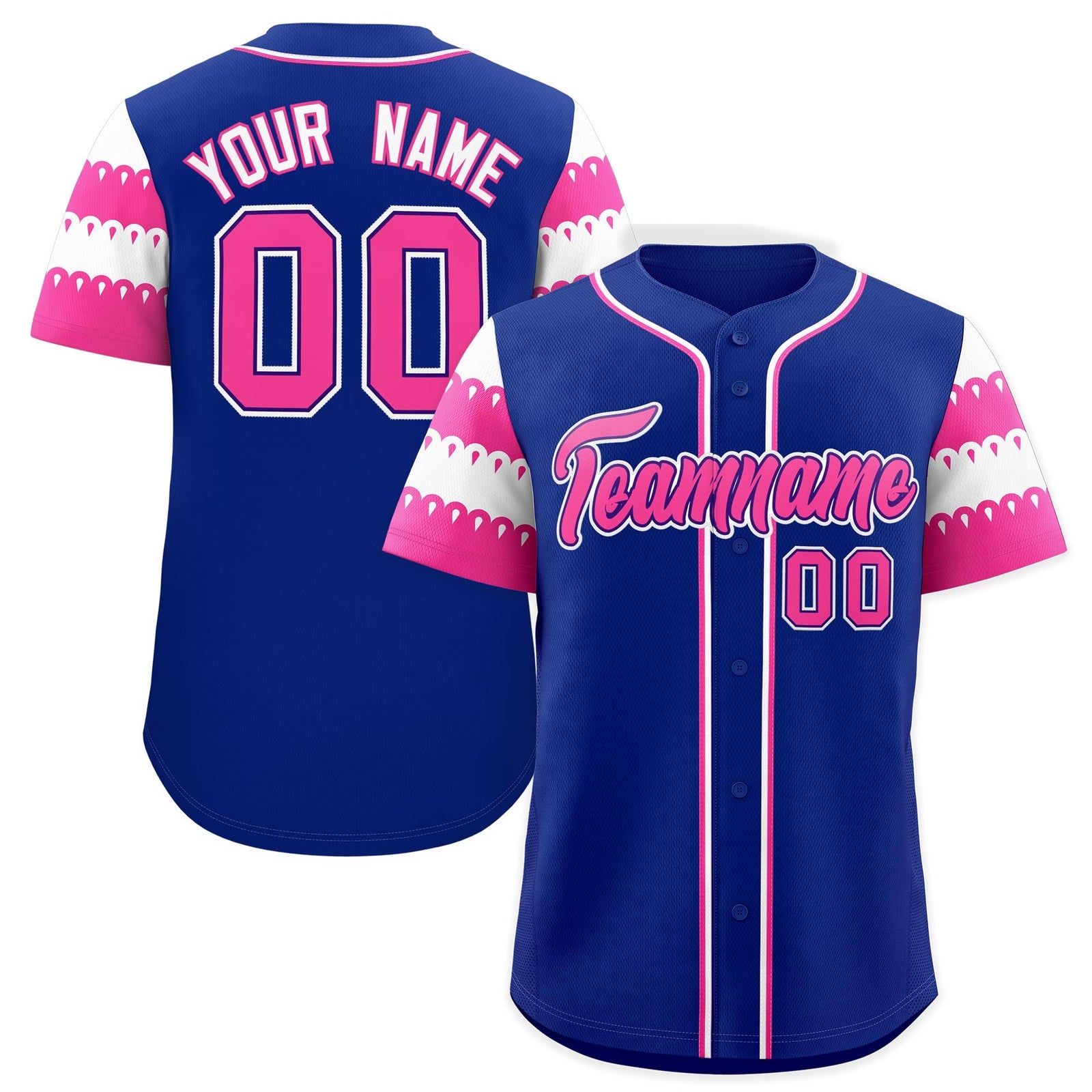 Custom Royal Pink White Sleeve Flag Lace Baseball Jersey | Sublimation Printed & Embroidery,Add Name and Numbern,Perfect for Teams | KXKSHOP