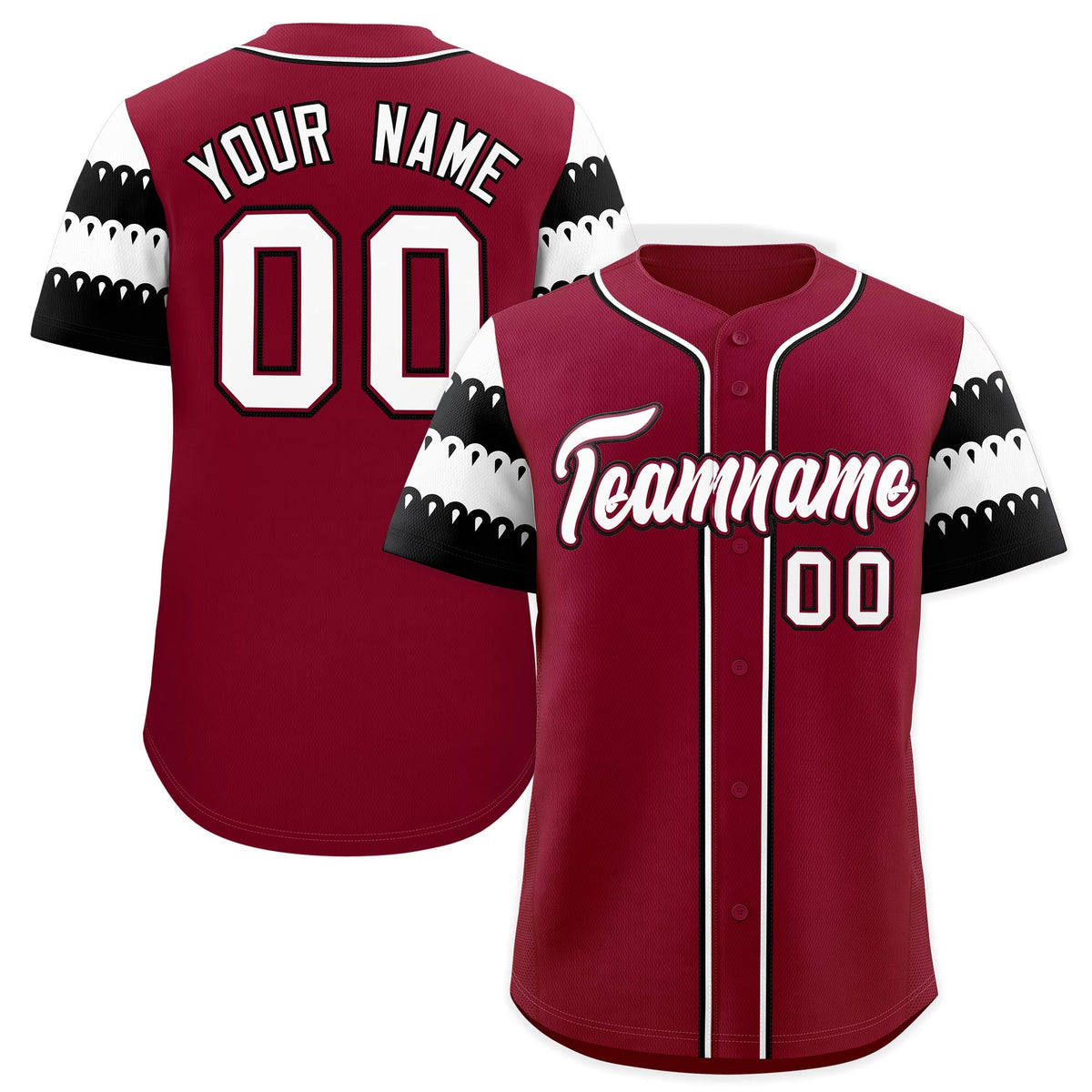 Custom Crimson White Black Sleeve Flag Lace Baseball Jersey | Sublimation Printed & Embroidery,Add Name and Numbern,Perfect for Teams | KXKSHOP