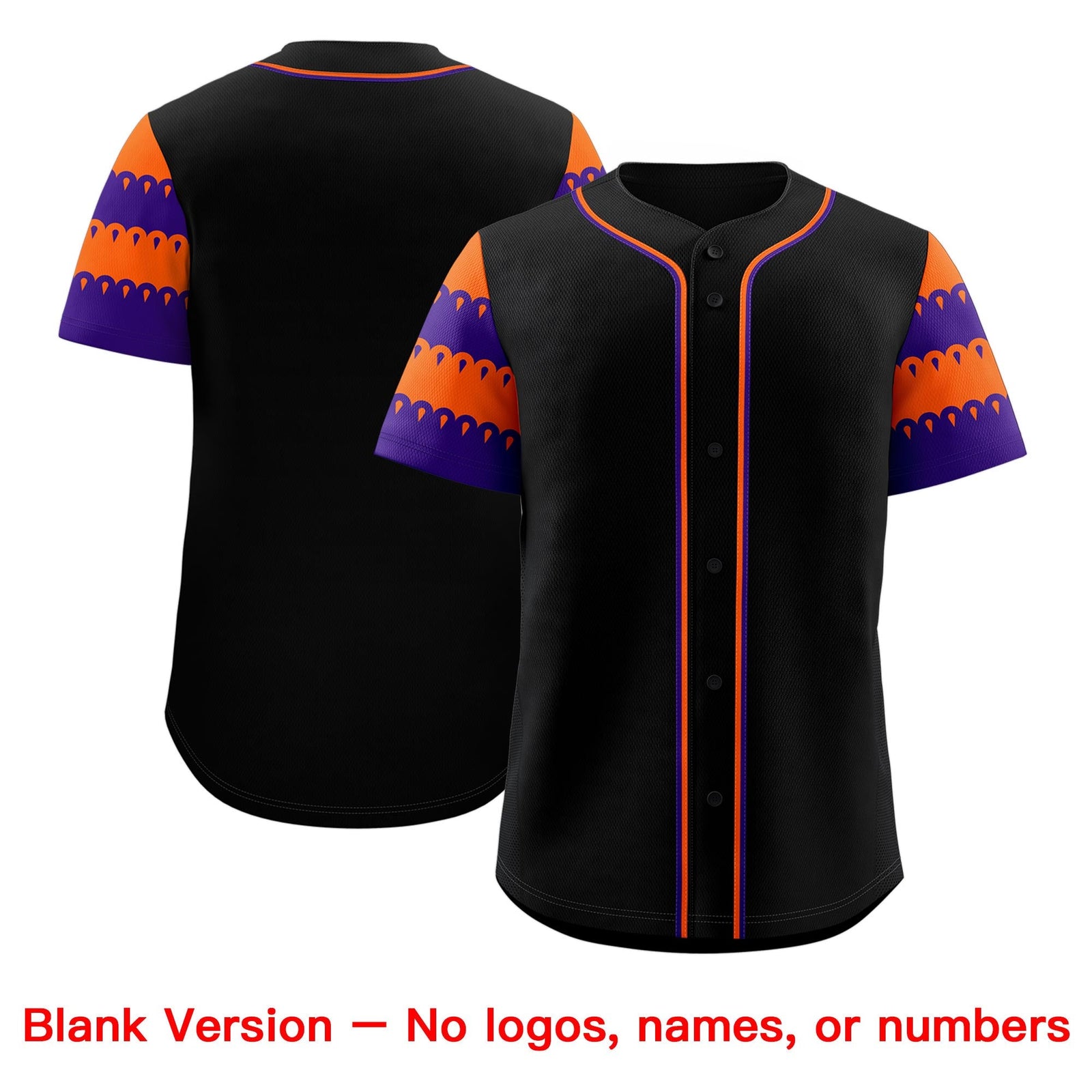 Custom Black Orange Purple Sleeve Flag Lace Baseball Jersey | Sublimation Printed & Embroidery,Add Name and Numbern,Perfect for Teams | KXKSHOP