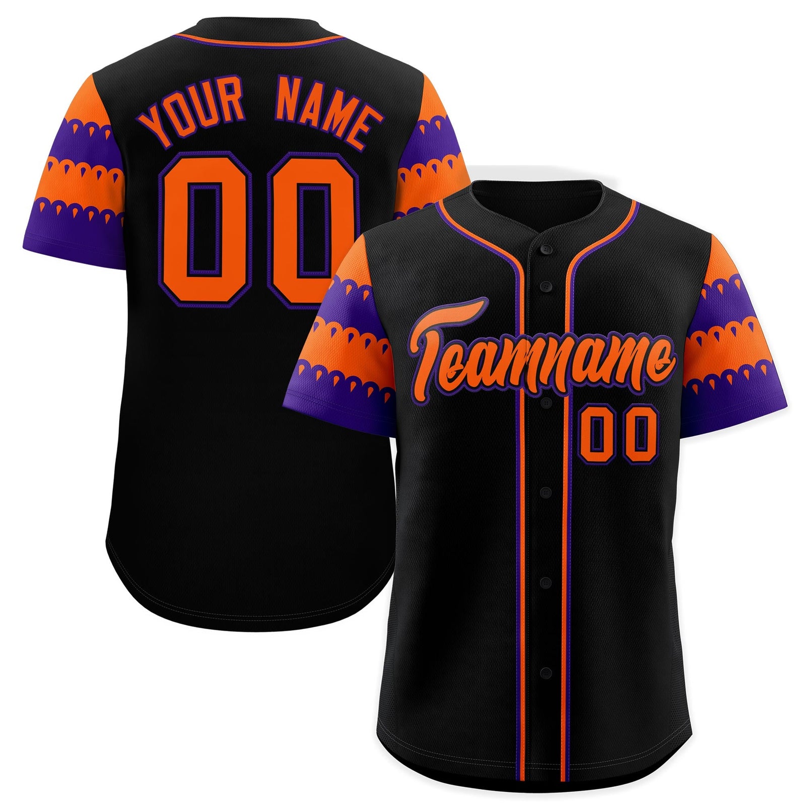 Custom Black Orange Purple Sleeve Flag Lace Baseball Jersey | Sublimation Printed & Embroidery,Add Name and Numbern,Perfect for Teams | KXKSHOP