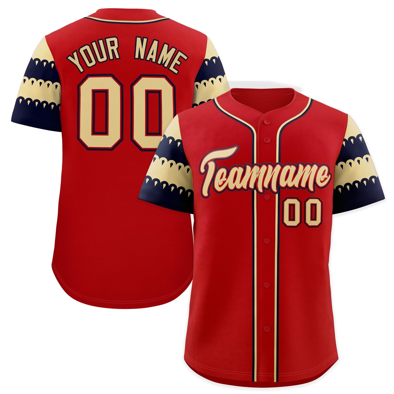 Custom Red Khaki Black Sleeve Flag Lace Baseball Jersey | Sublimation Printed & Embroidery,Add Name and Numbern,Perfect for Teams | KXKSHOP