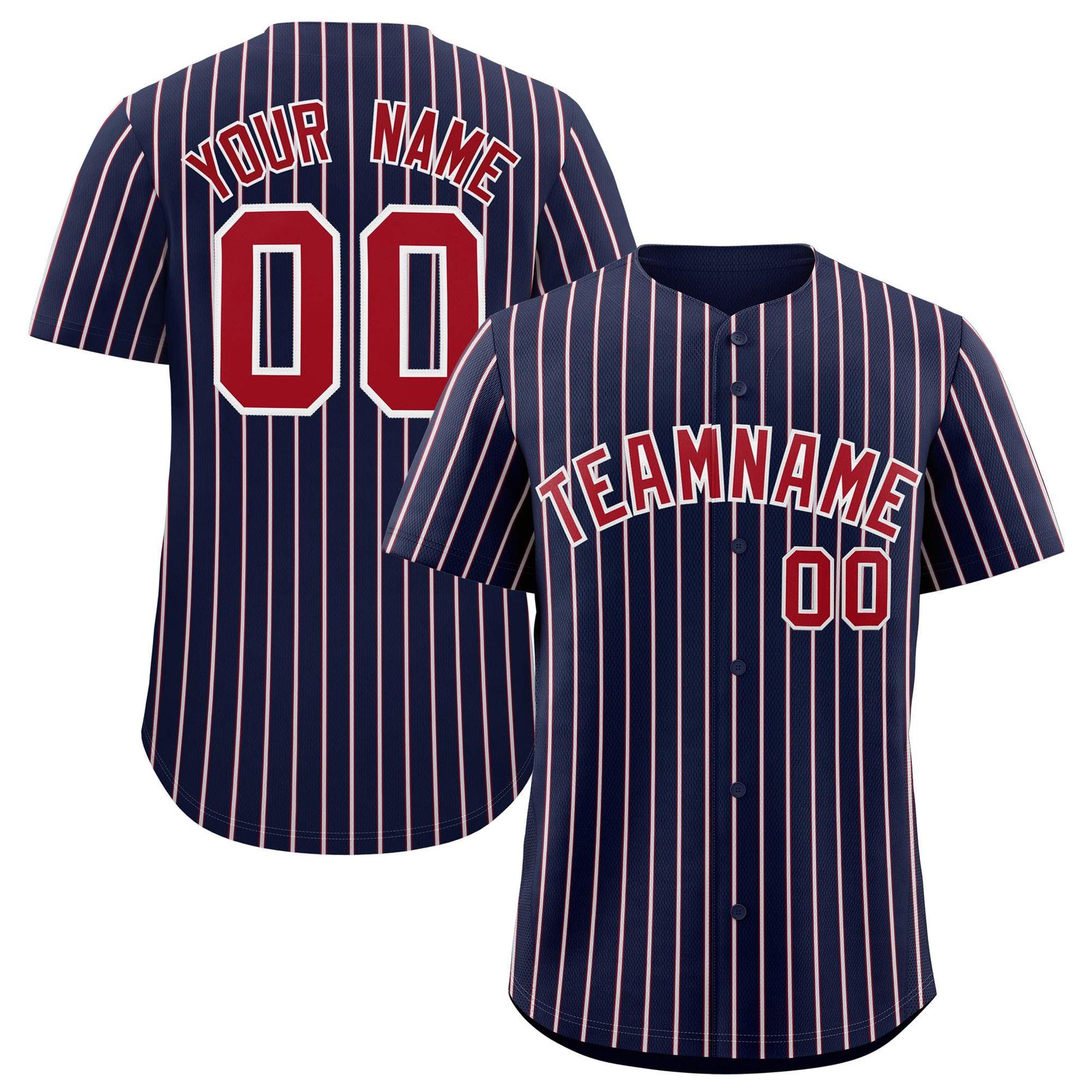 Custom Navy White Tricolor Stripe Fashion Authentic Baseball Jersey