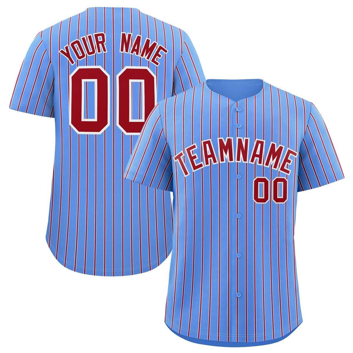 Custom Powder Blue White Tricolor Stripe Fashion Authentic Baseball Jersey