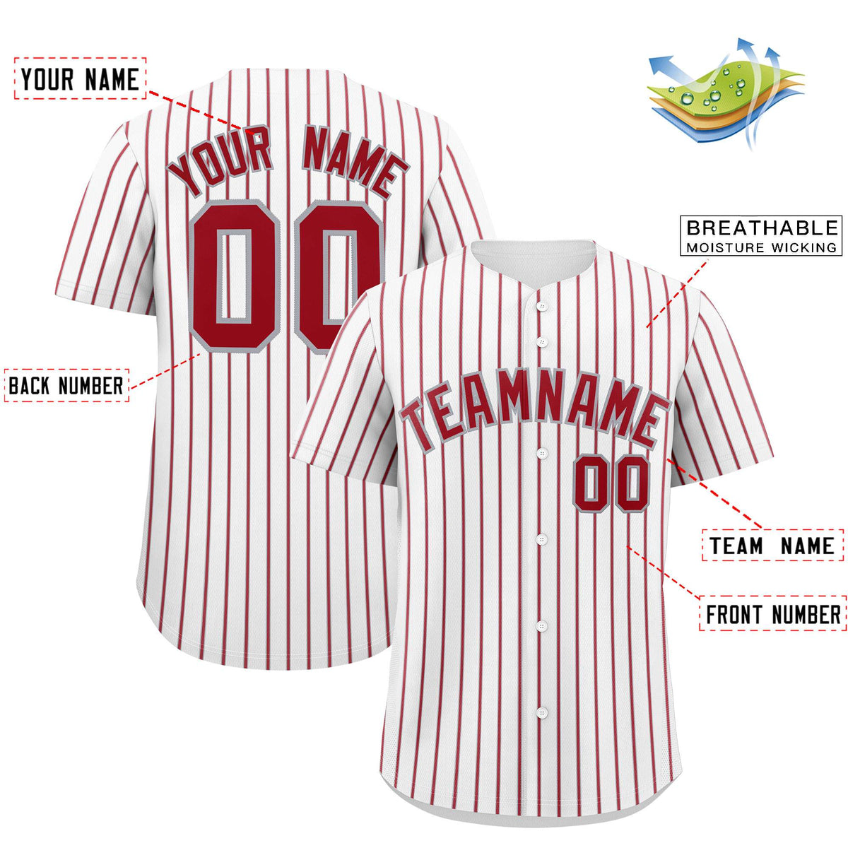 Custom White Gray Tricolor Stripe Fashion Authentic Baseball Jersey