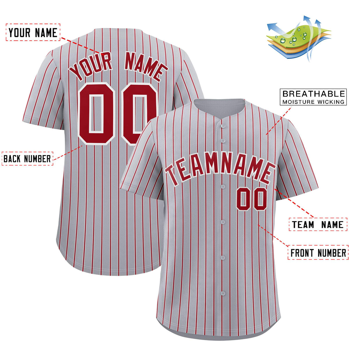 Custom Gray White Tricolor Stripe Fashion Authentic Baseball Jersey