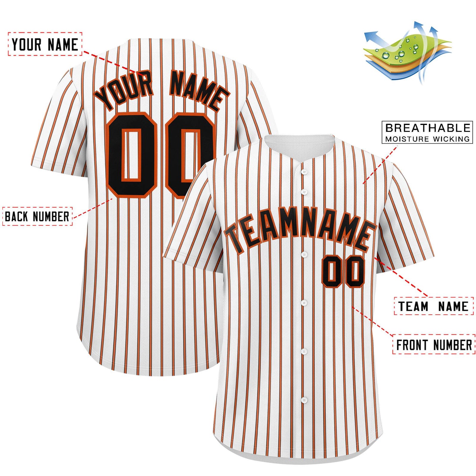 Custom White Black Tricolor Stripe Fashion Authentic Baseball Jersey