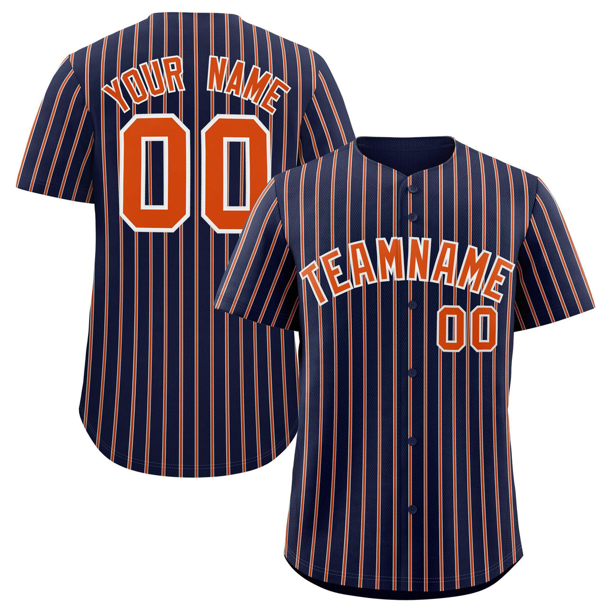 Custom Navy White Tricolor Stripe Fashion Authentic Baseball Jersey