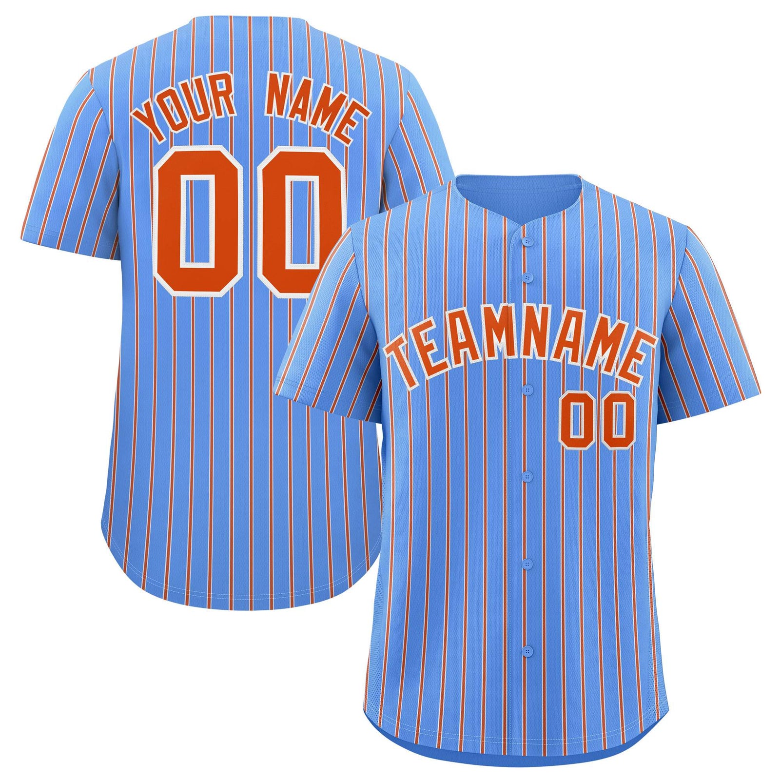 Custom Powder Blue White Tricolor Stripe Fashion Authentic Baseball Jersey