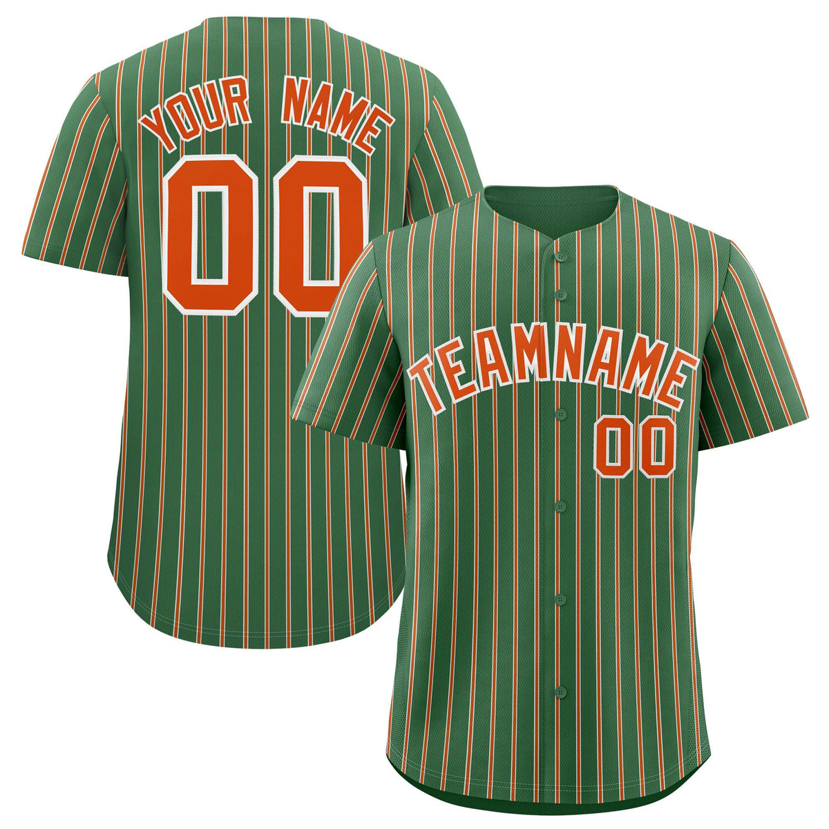 Custom Kelly Green White Tricolor Stripe Fashion Authentic Baseball Jersey