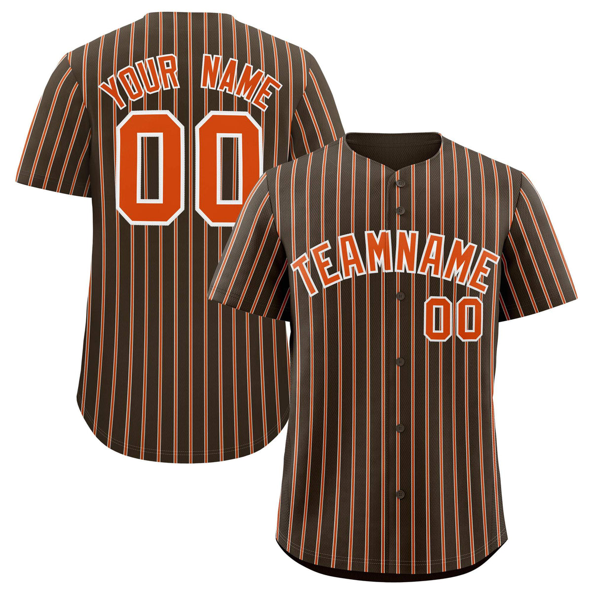 Custom Brown White Tricolor Stripe Fashion Authentic Baseball Jersey