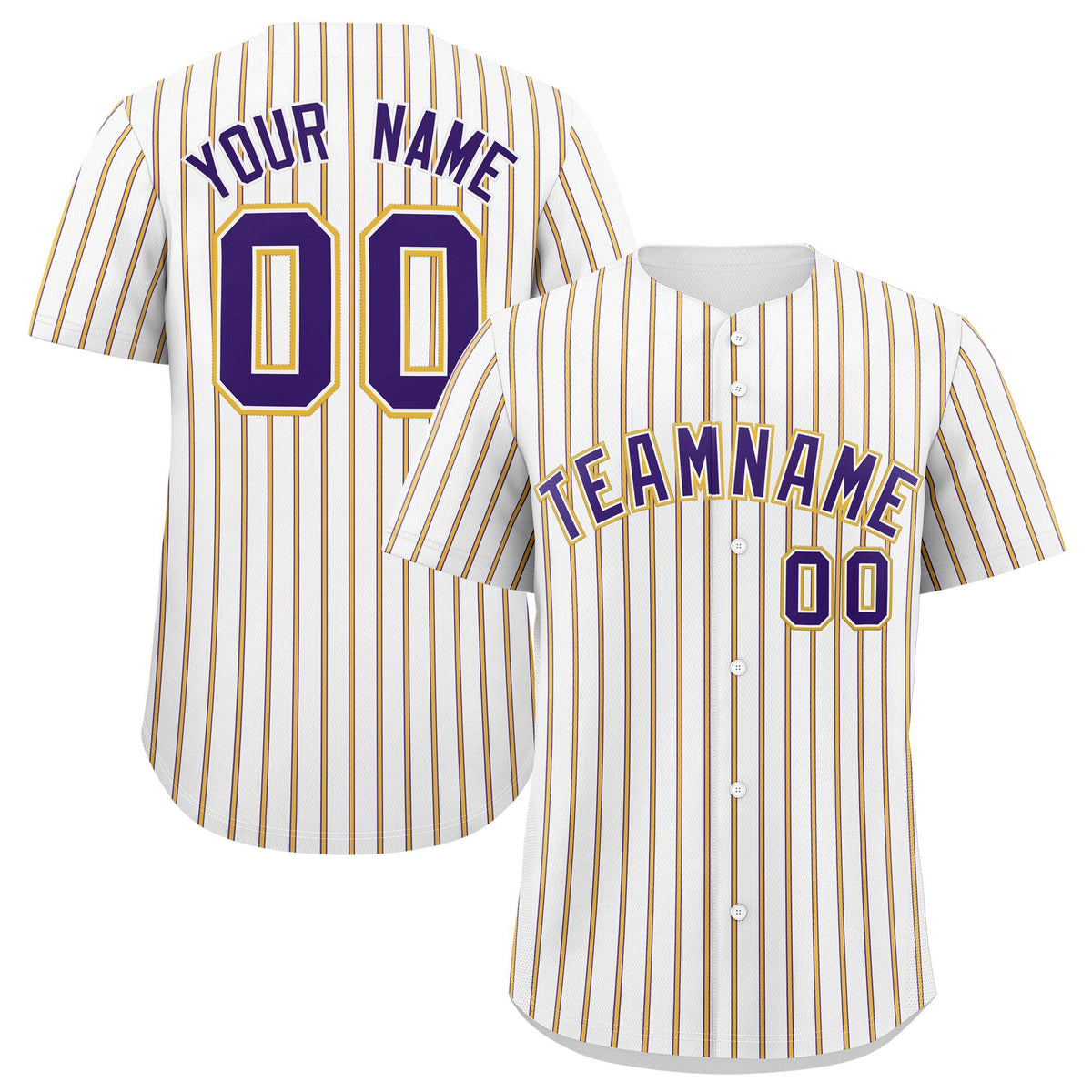 Custom White Purple Tricolor Stripe Fashion Authentic Baseball Jersey