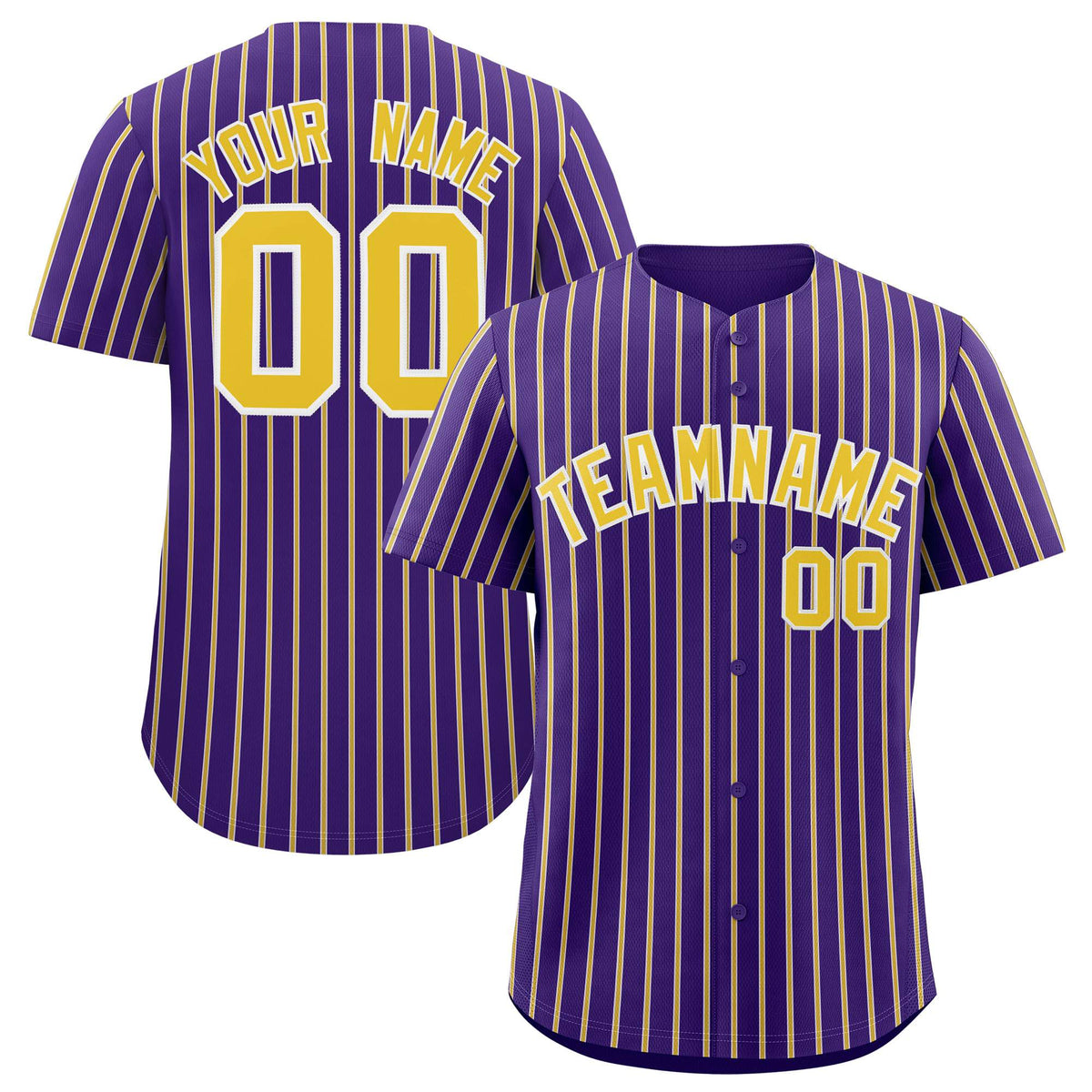 Custom Purple White Tricolor Stripe Fashion Authentic Baseball Jersey