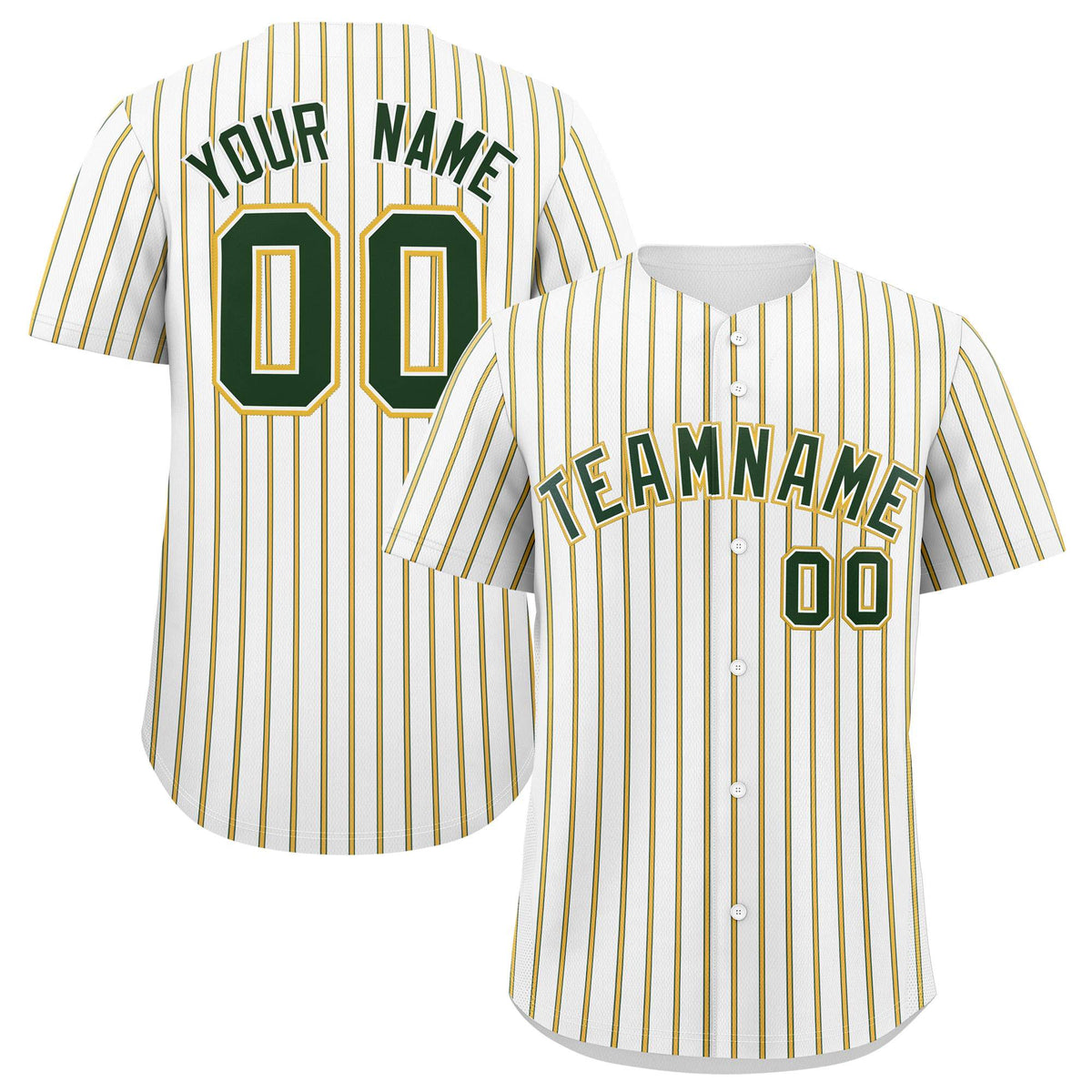 Custom White Green Tricolor Stripe Fashion Authentic Baseball Jersey