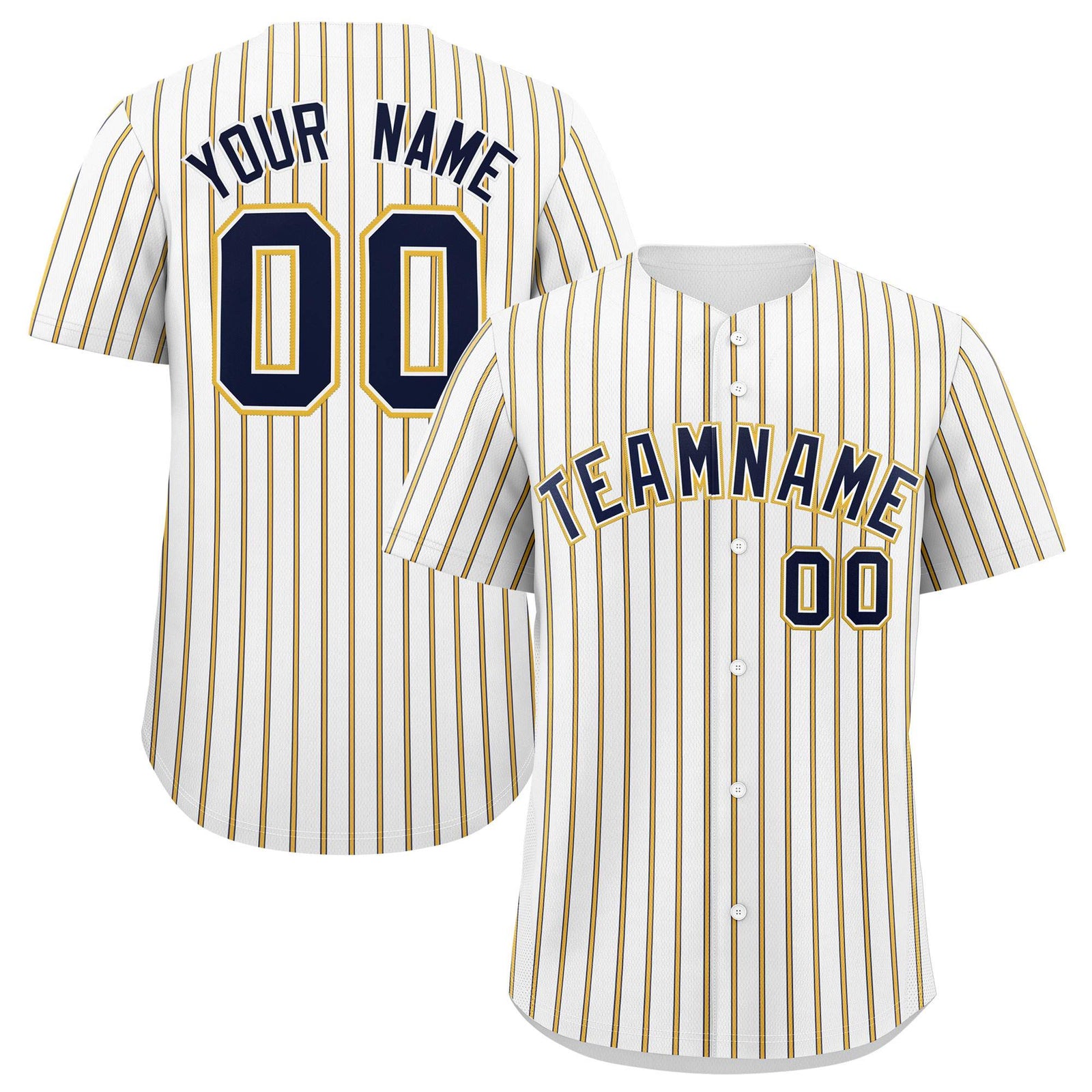 Custom White Navy Tricolor Stripe Fashion Authentic Baseball Jersey