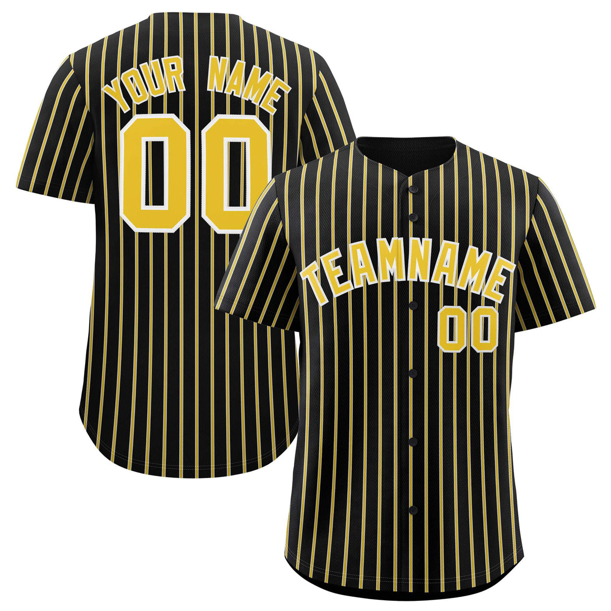 Custom Black White Tricolor Stripe Fashion Authentic Baseball Jersey