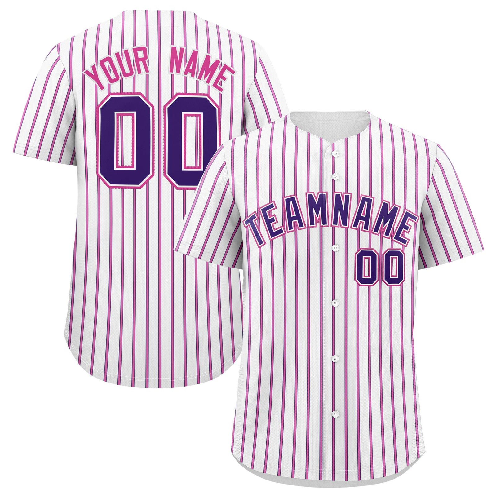 Custom White Purple Tricolor Stripe Fashion Authentic Baseball Jersey