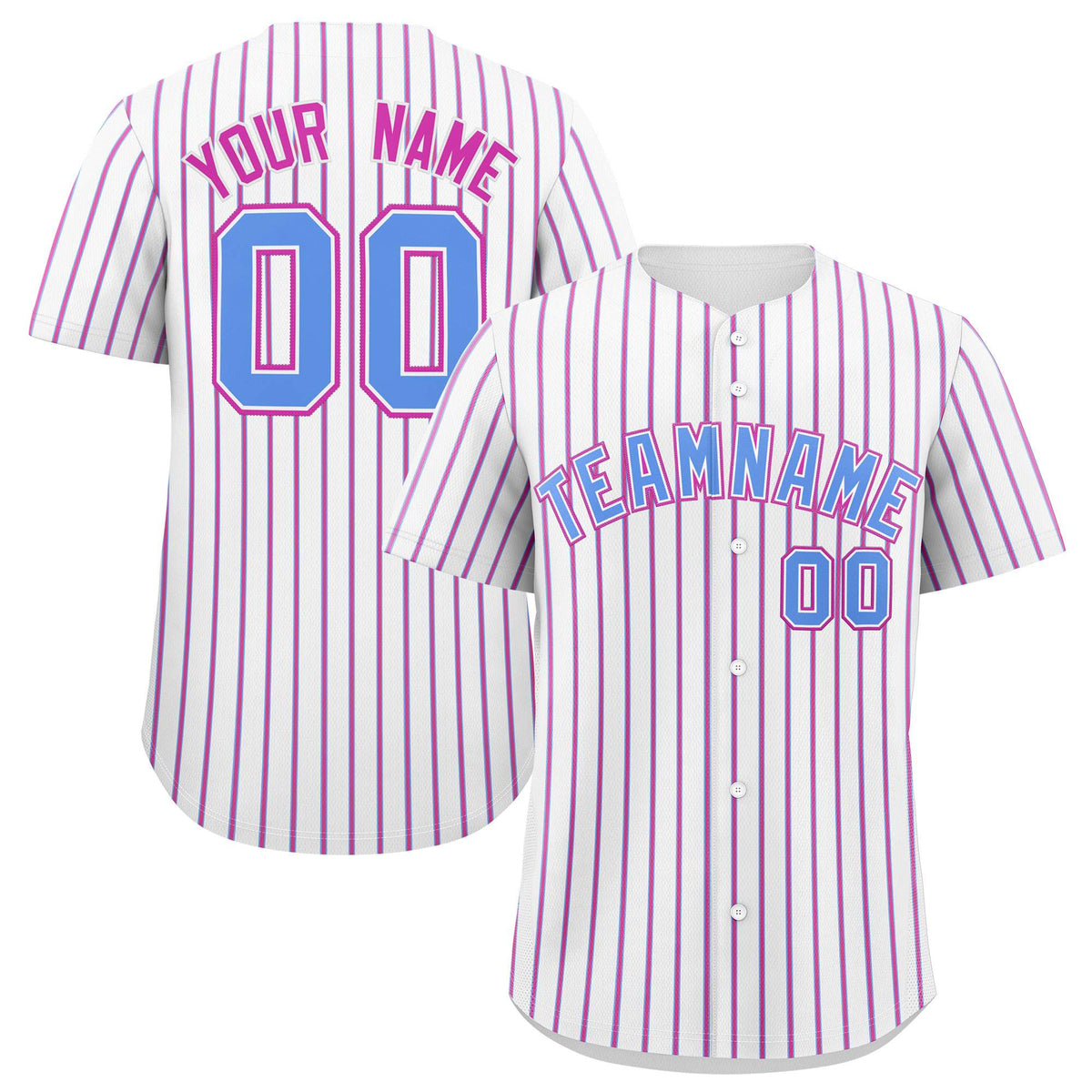 Custom White Powder Blue Tricolor Stripe Fashion Authentic Baseball Jersey