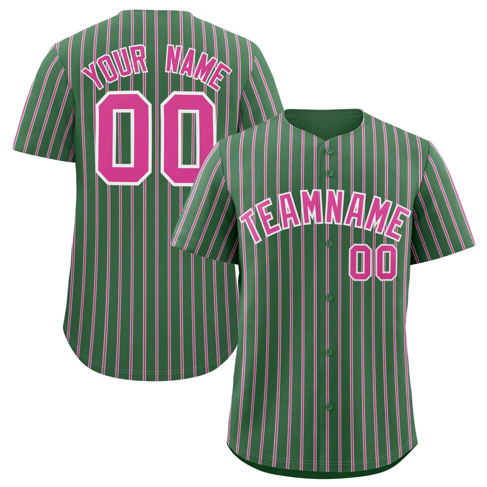 Custom Kelly Green White Tricolor Stripe Fashion Authentic Baseball Jersey