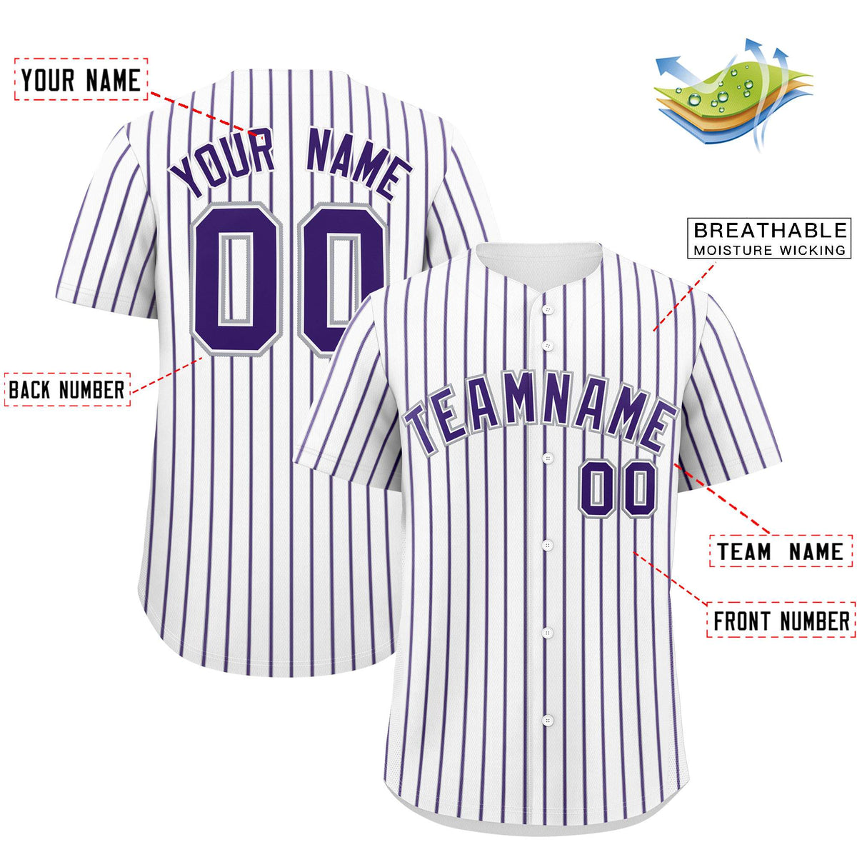 Custom White Gray Tricolor Stripe Fashion Authentic Baseball Jersey