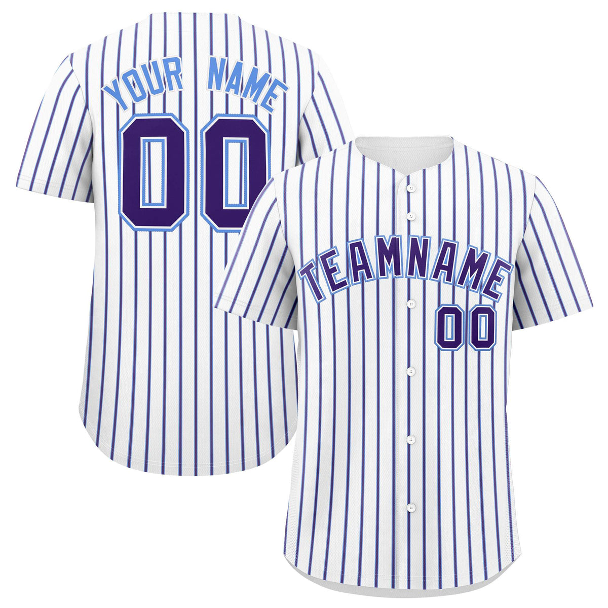 Custom White Powder Blue Tricolor Stripe Fashion Authentic Baseball Jersey