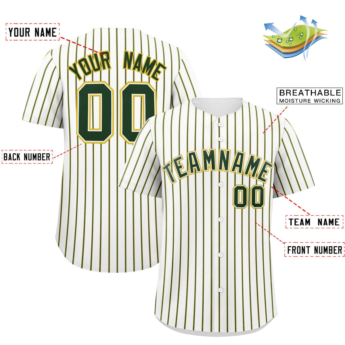 Custom White Gold Tricolor Stripe Fashion Authentic Baseball Jersey