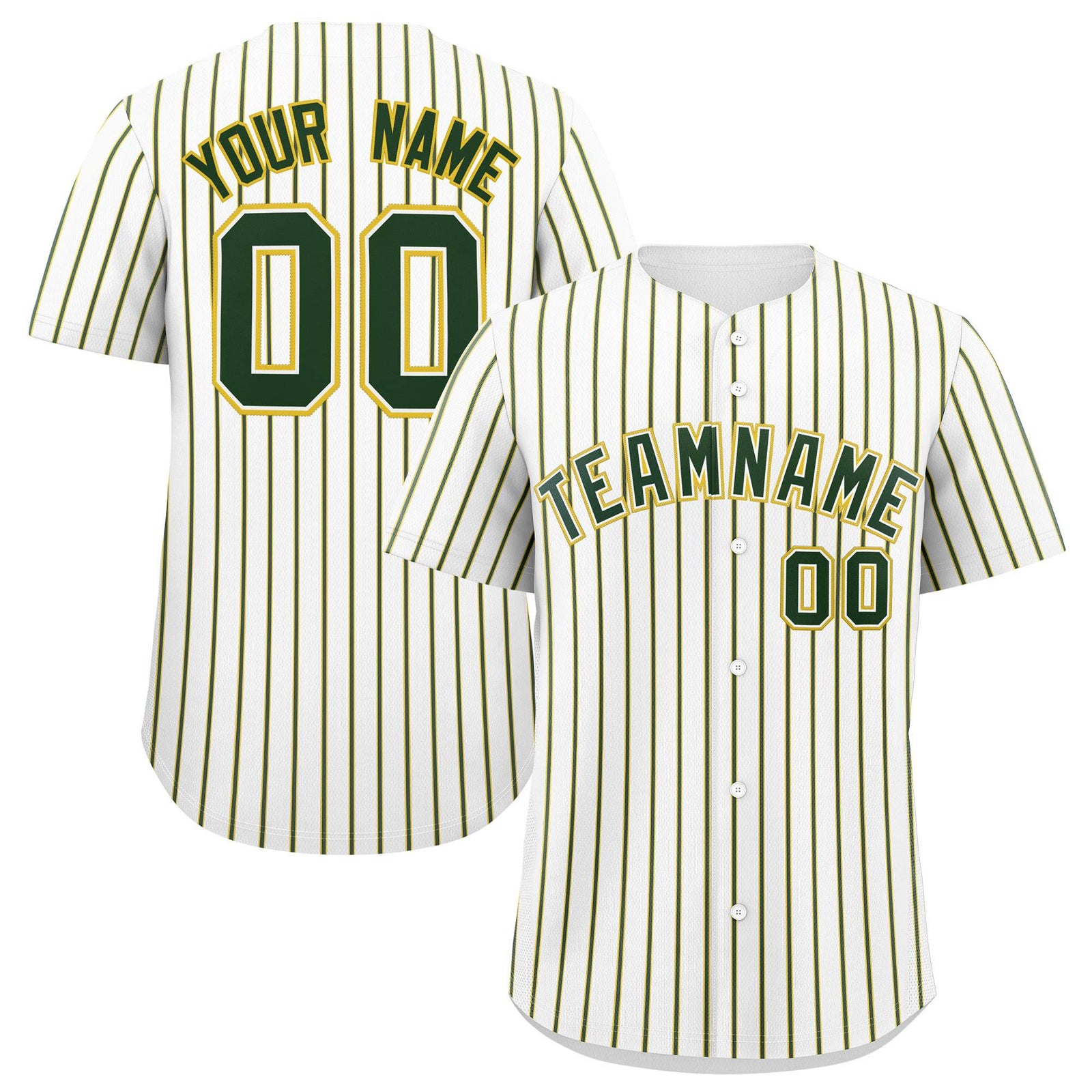 Custom White Gold Tricolor Stripe Fashion Authentic Baseball Jersey
