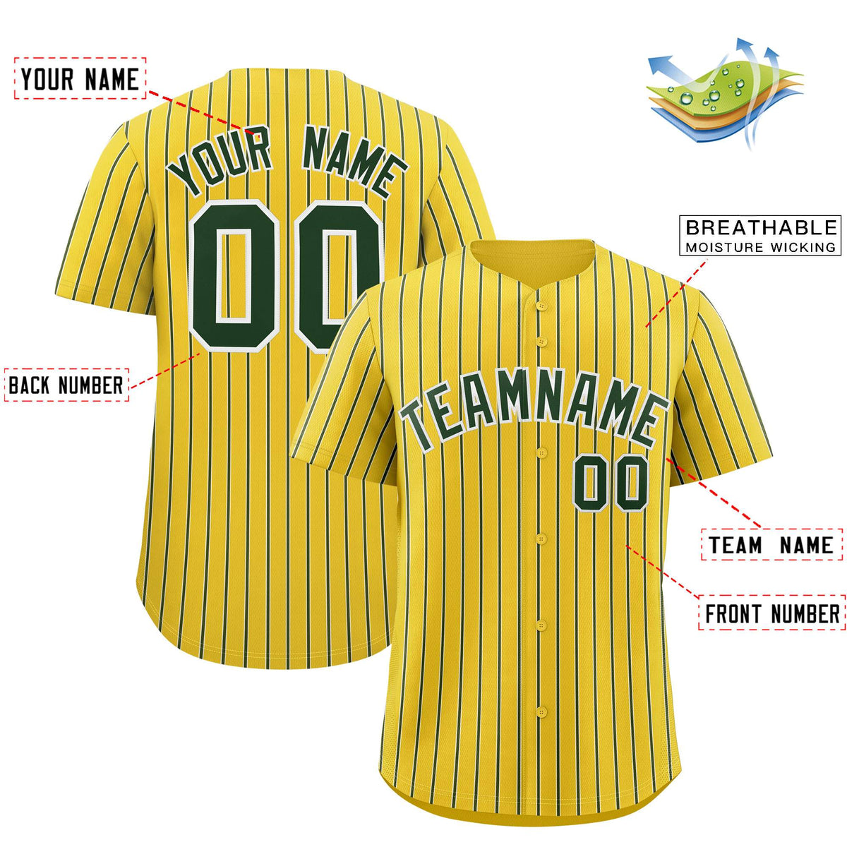 Custom Gold White Tricolor Stripe Fashion Authentic Baseball Jersey