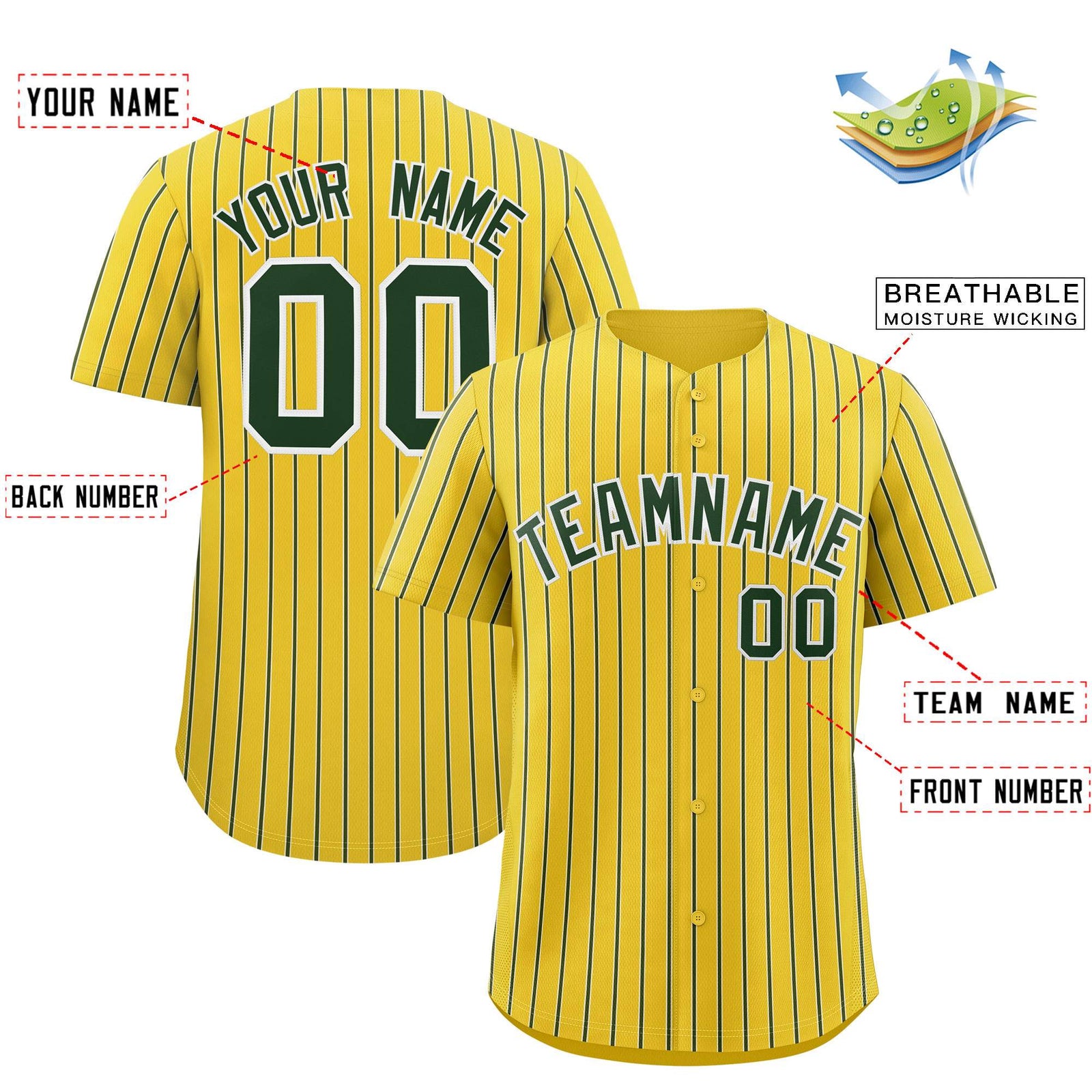 Custom Gold White Tricolor Stripe Fashion Authentic Baseball Jersey