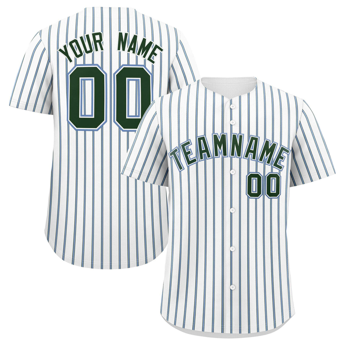 Custom White Light Blue Tricolor Stripe Fashion Authentic Baseball Jersey