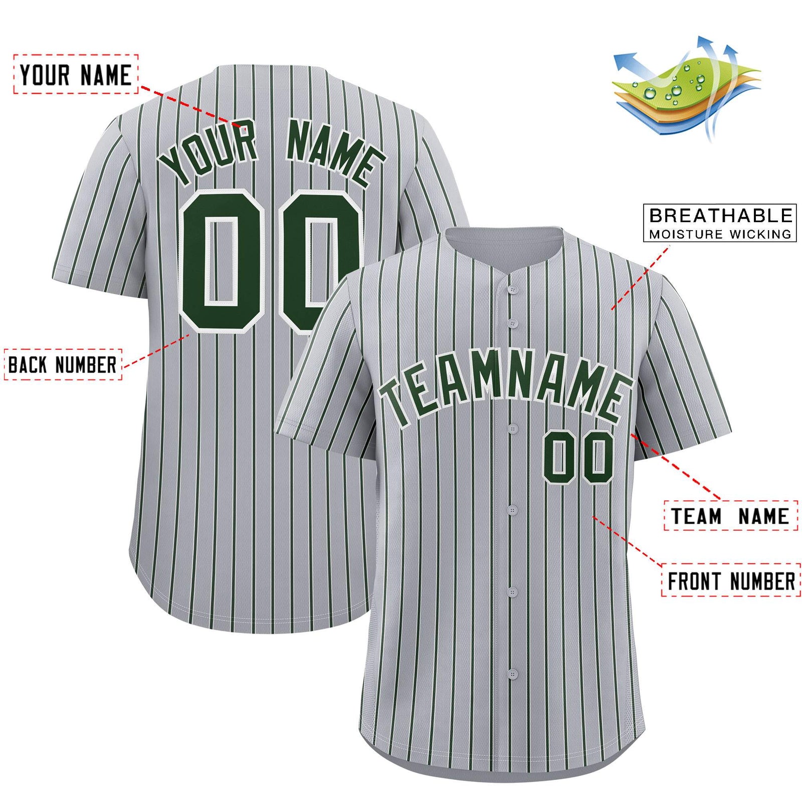 Custom Gray White Tricolor Stripe Fashion Authentic Baseball Jersey