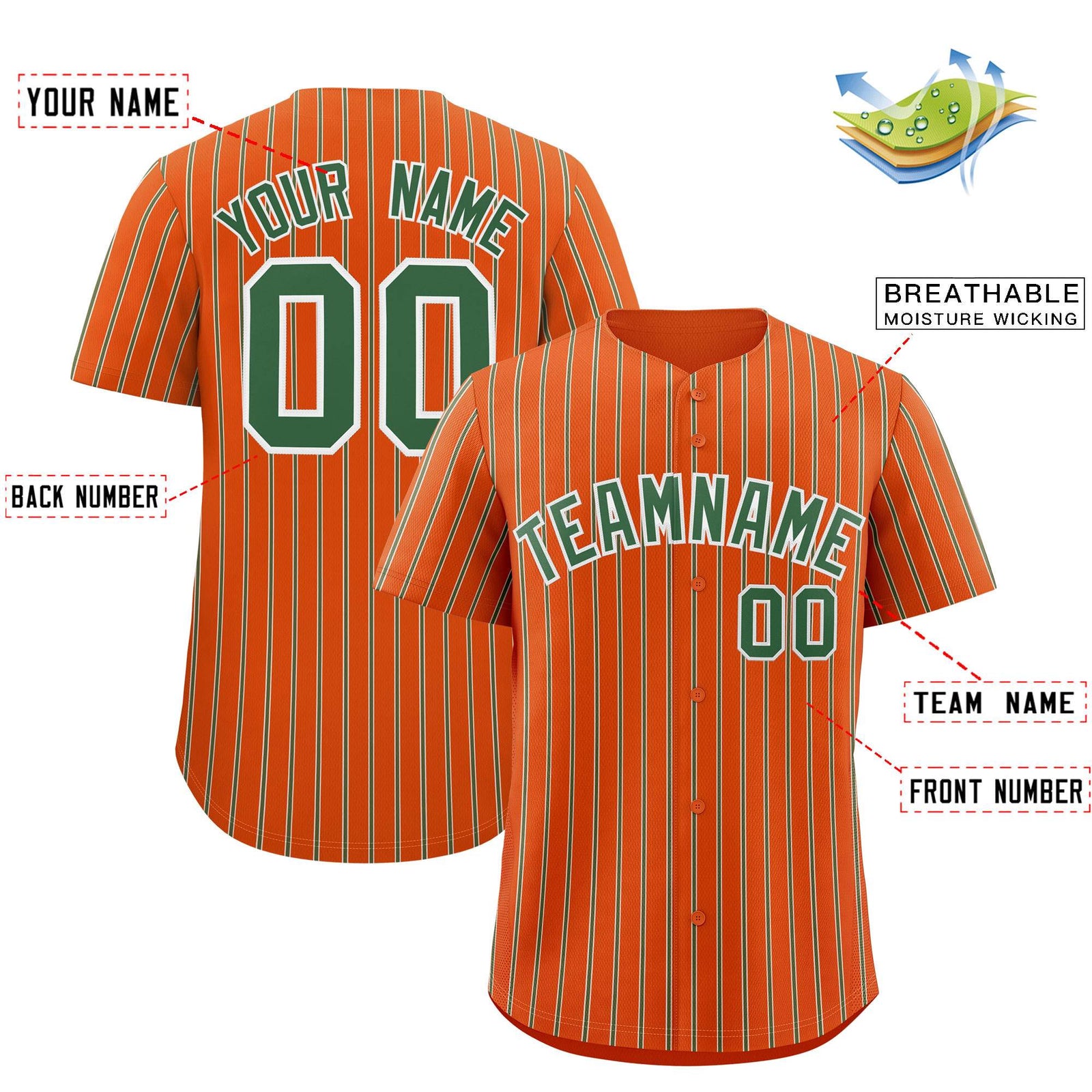Custom Orange White Tricolor Stripe Fashion Authentic Baseball Jersey