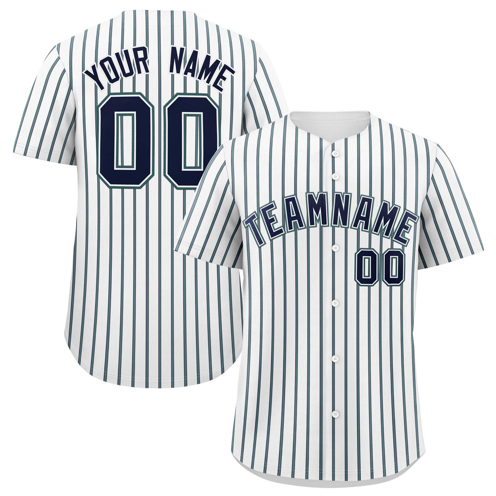 Custom White Navy Tricolor Stripe Fashion Authentic Baseball Jersey