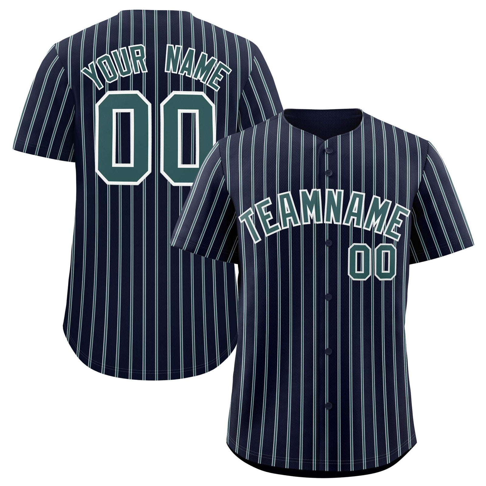 Custom Navy White Tricolor Stripe Fashion Authentic Baseball Jersey