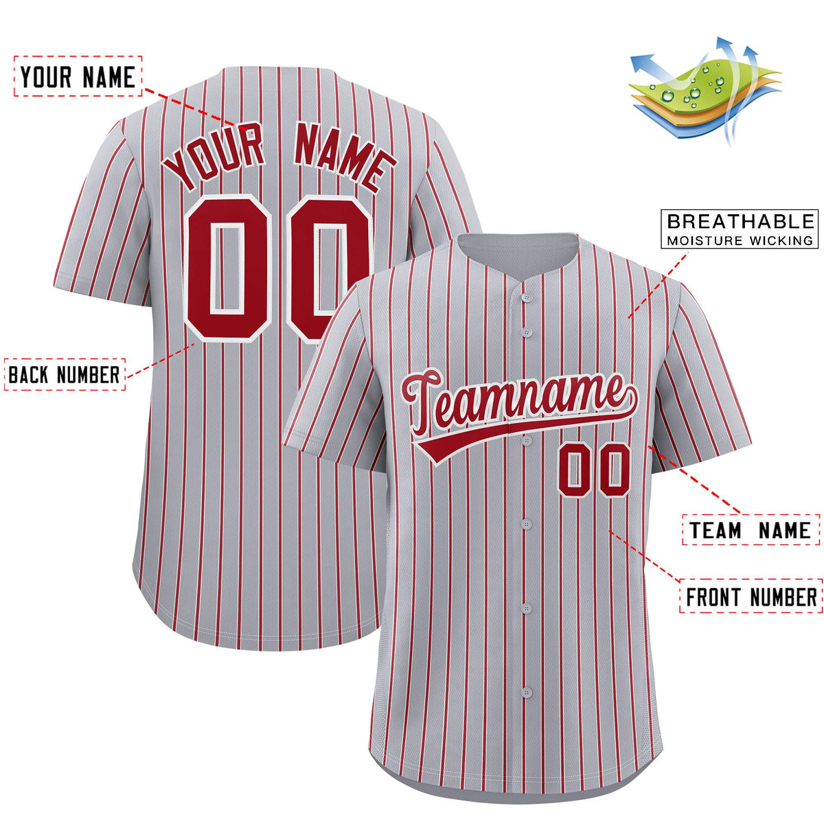 Custom Gray White Tricolor Stripe Fashion Authentic Baseball Jersey