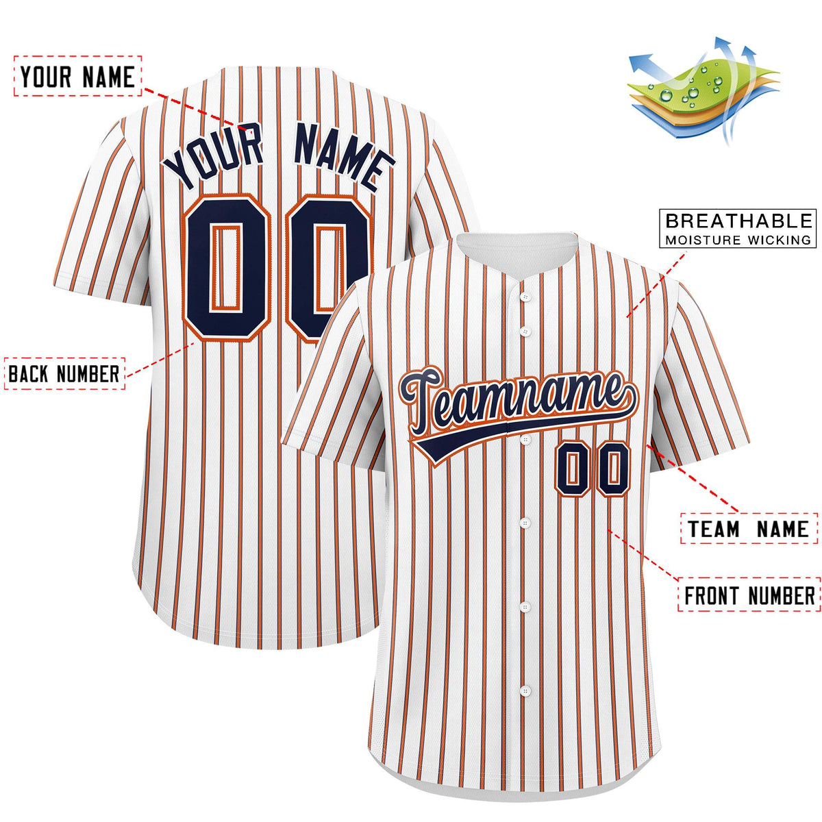 Custom White Navy Tricolor Stripe Fashion Authentic Baseball Jersey