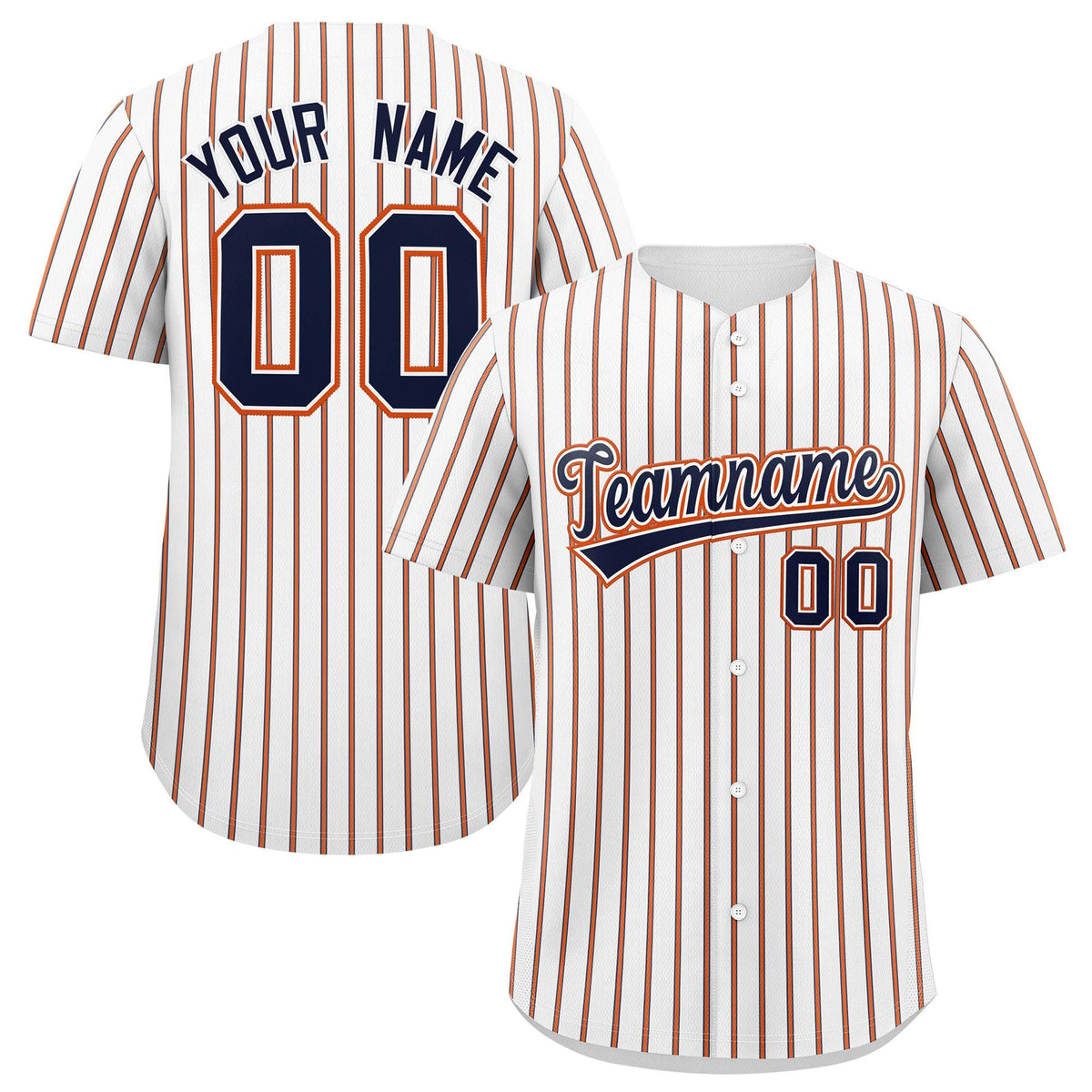 Custom White Navy Tricolor Stripe Fashion Authentic Baseball Jersey