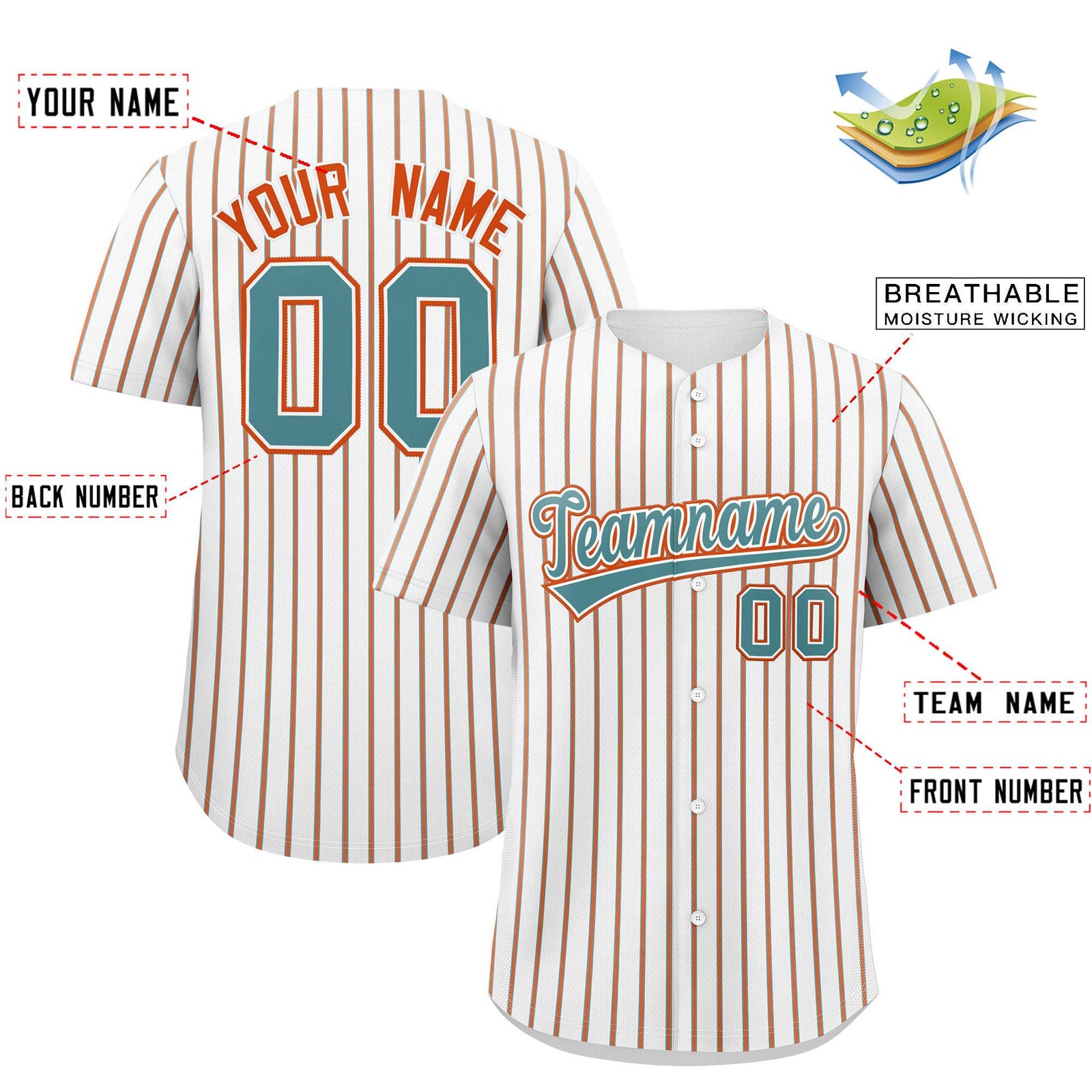 Custom White Aqua Tricolor Stripe Fashion Authentic Baseball Jersey