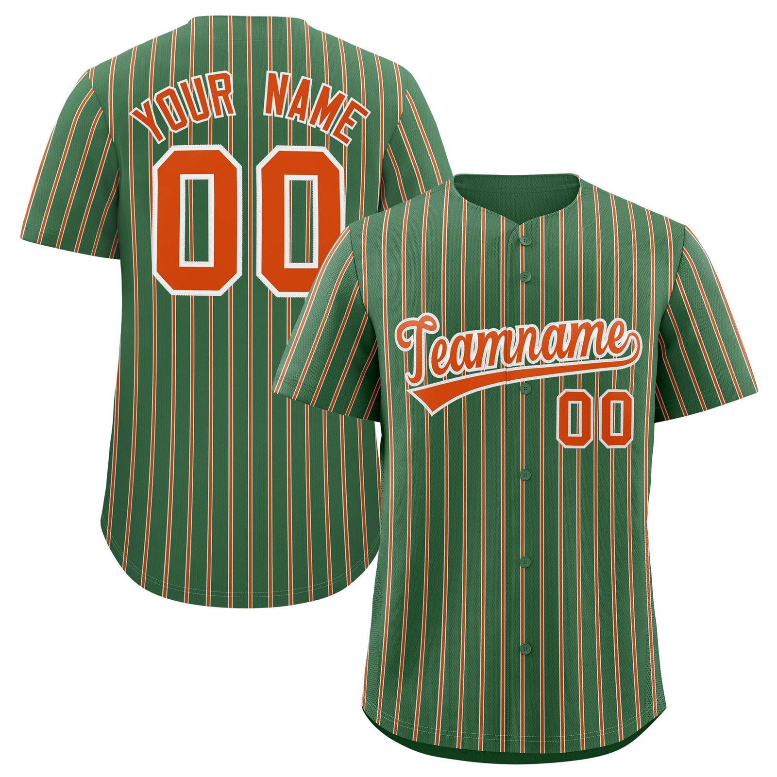 Custom Kelly Green White Tricolor Stripe Fashion Authentic Baseball Jersey