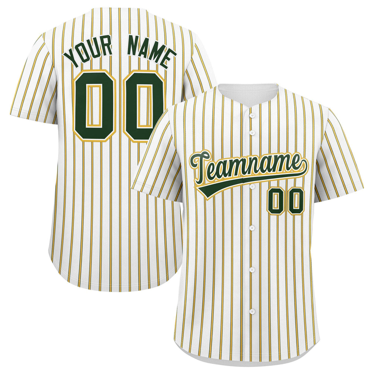 Custom White Green Tricolor Stripe Fashion Authentic Baseball Jersey