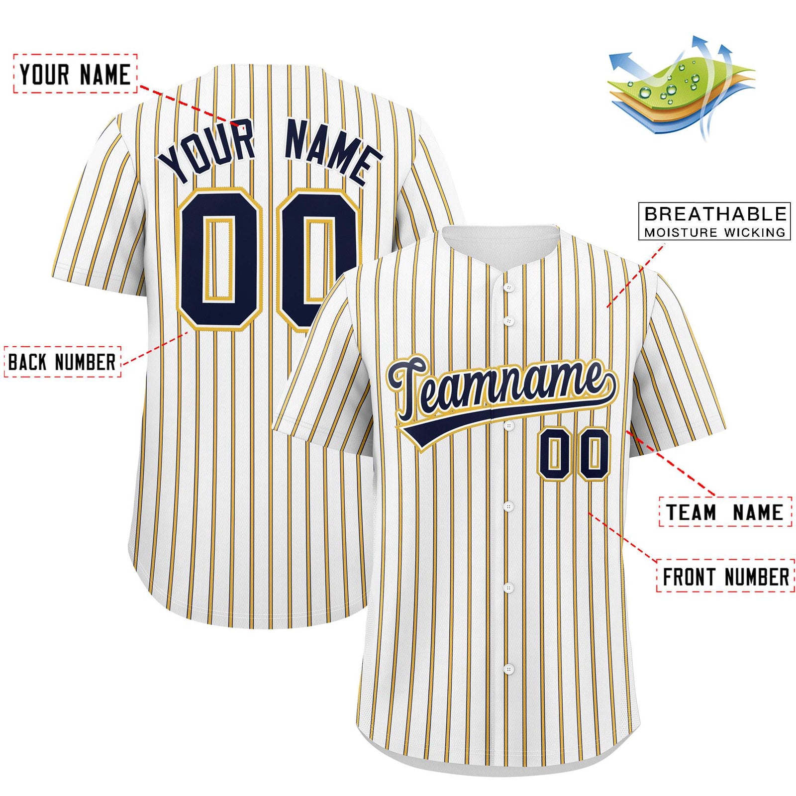 Custom White Navy Tricolor Stripe Fashion Authentic Baseball Jersey
