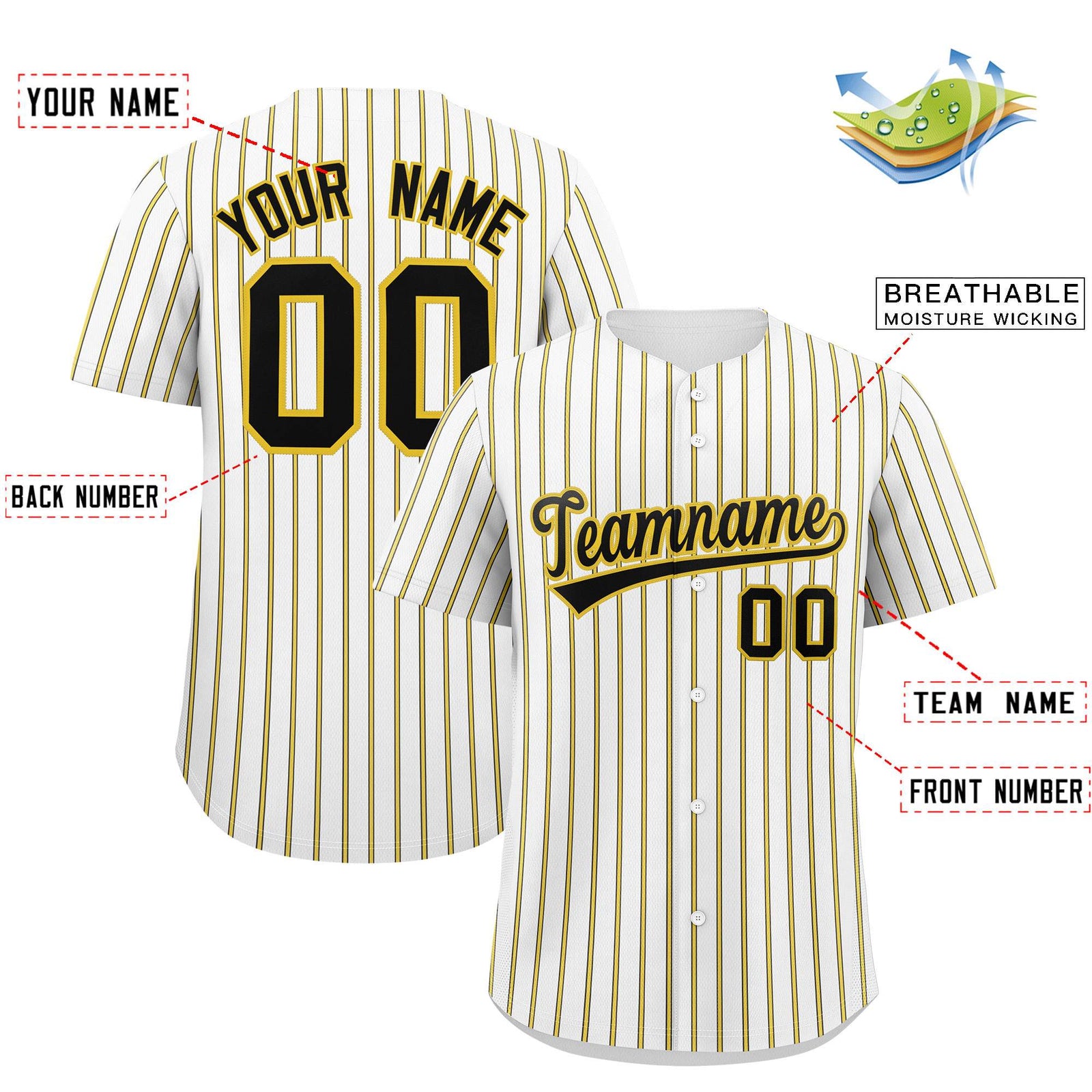 Custom White Black Tricolor Stripe Fashion Authentic Baseball Jersey