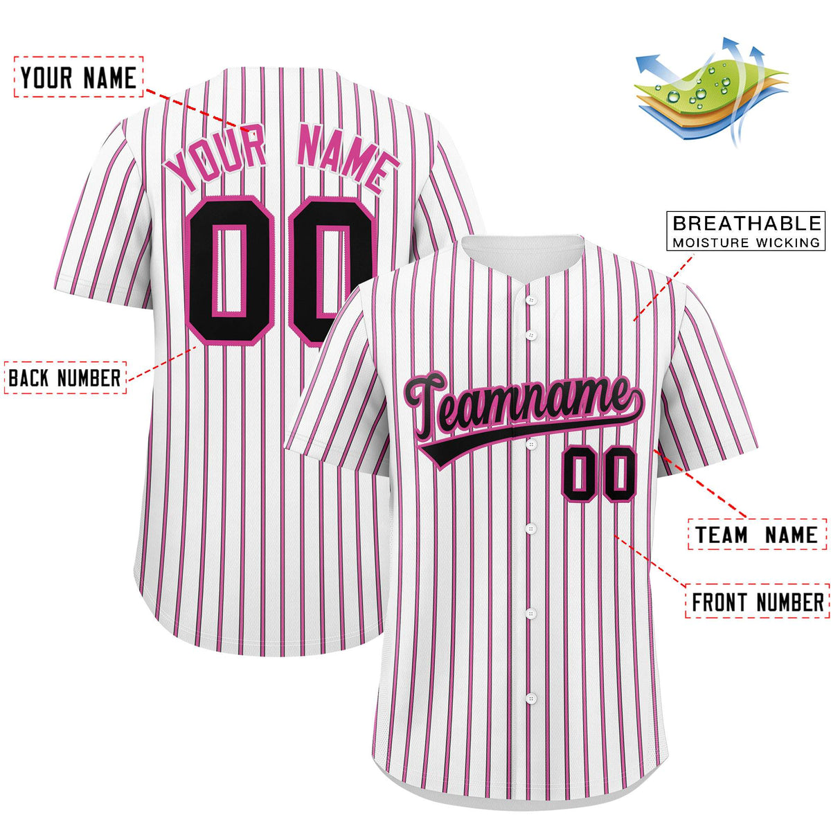 Custom White Black Tricolor Stripe Fashion Authentic Baseball Jersey