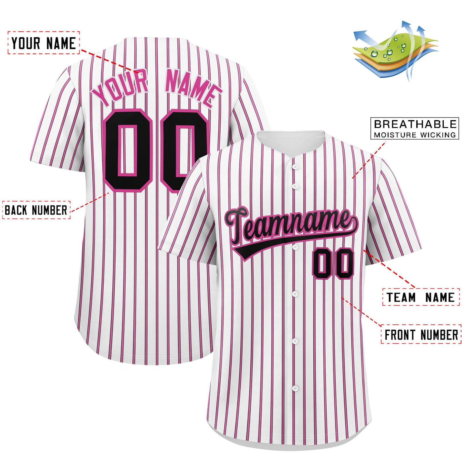 Custom White Black Tricolor Stripe Fashion Authentic Baseball Jersey