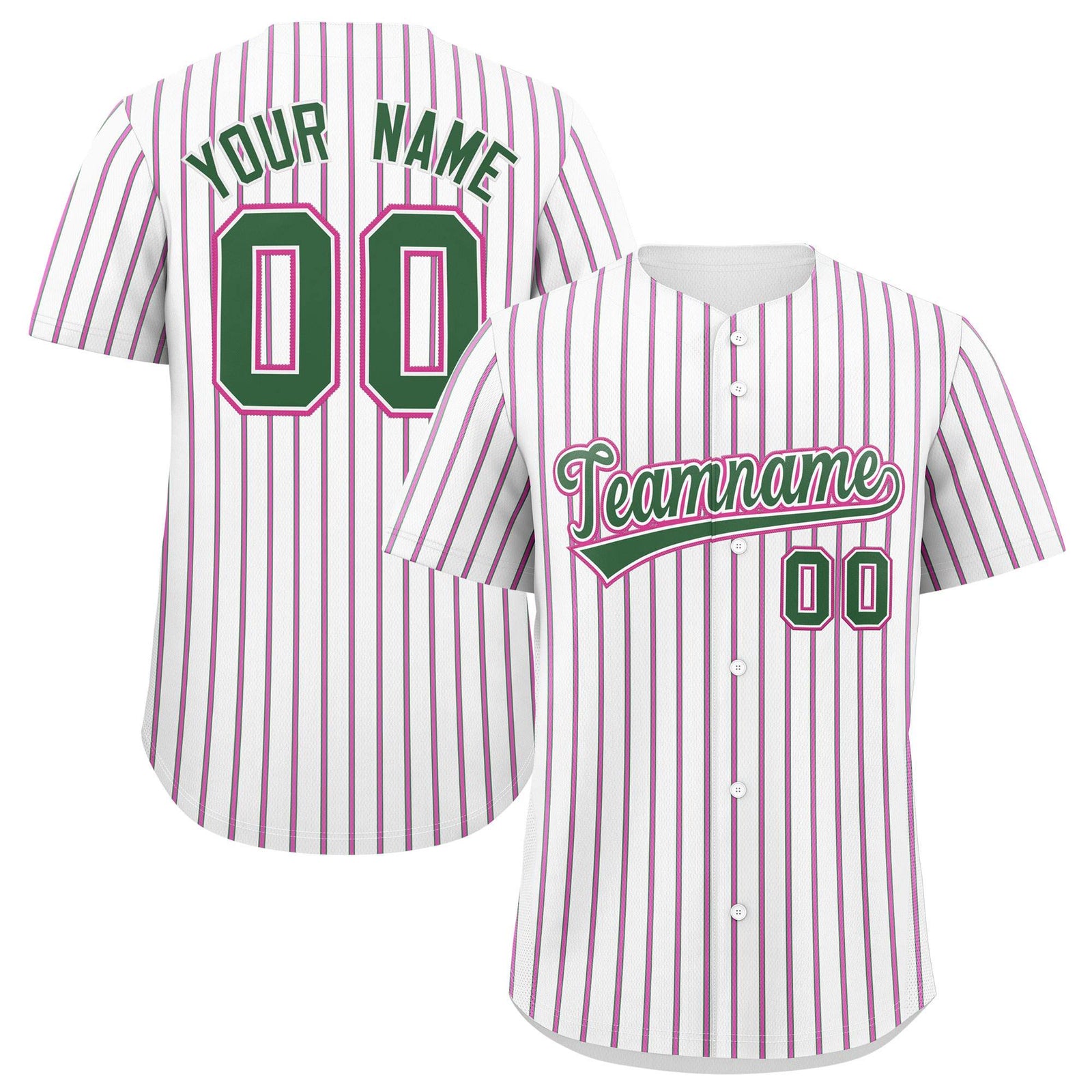 Custom White Kelly Green Tricolor Stripe Fashion Authentic Baseball Jersey