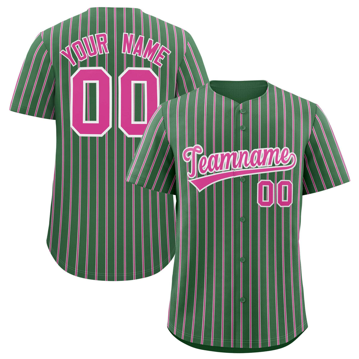Custom Kelly Green White Tricolor Stripe Fashion Authentic Baseball Jersey